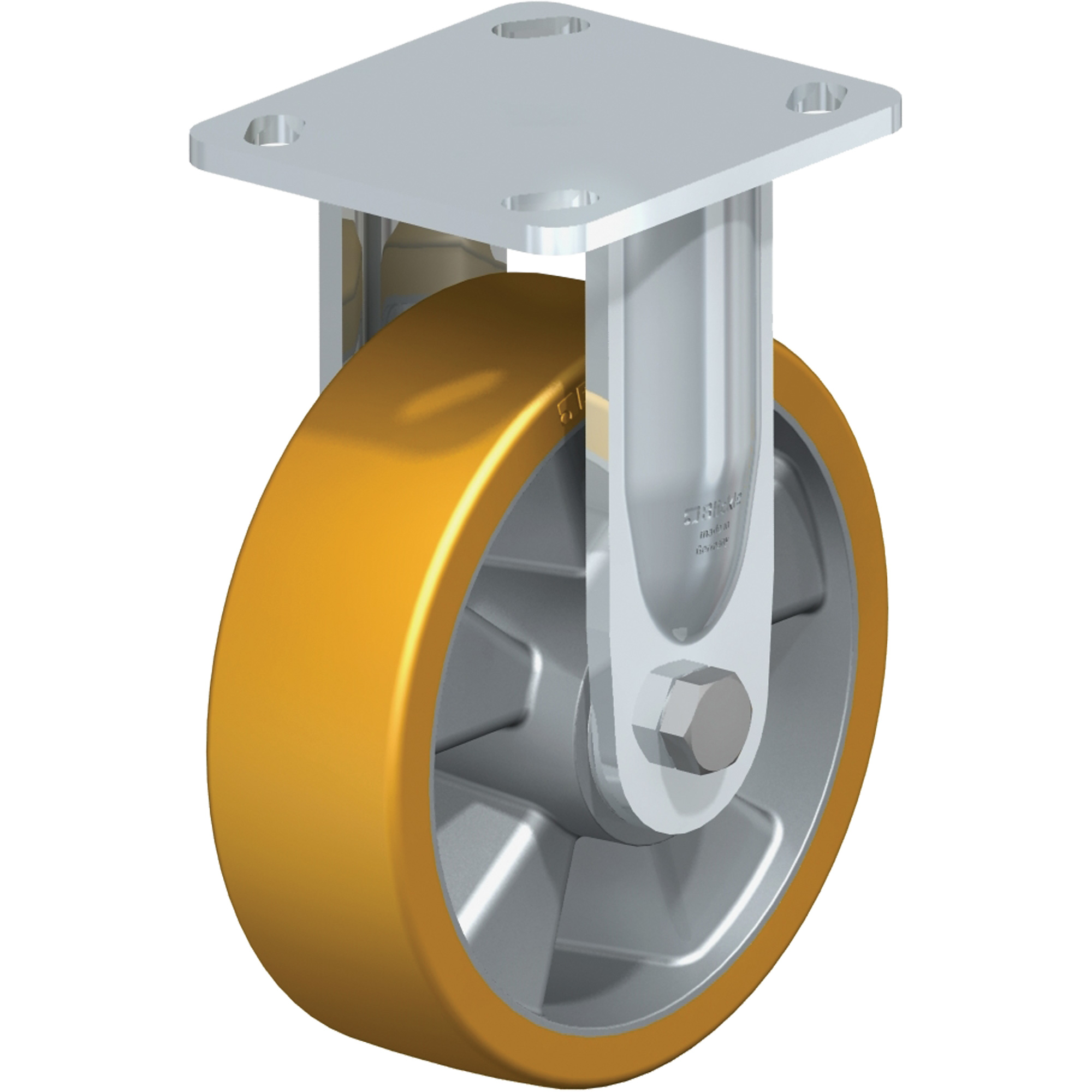 Roulettes robustes sans cheville, Fixe, 6-5/16" (160,3375 mm), Polyuréthane, 1210 lb (550 kg)