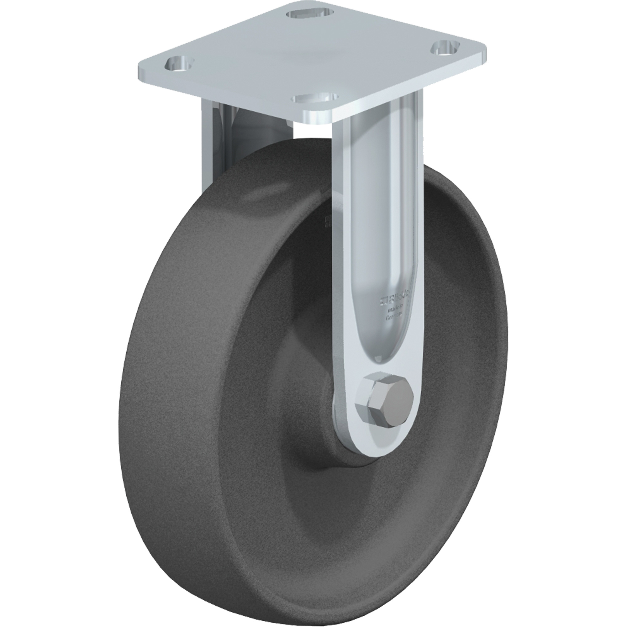 Roulettes robustes sans cheville, Fixe, 8" (203,2 mm), Nylon, 1250 lb (567 kg)