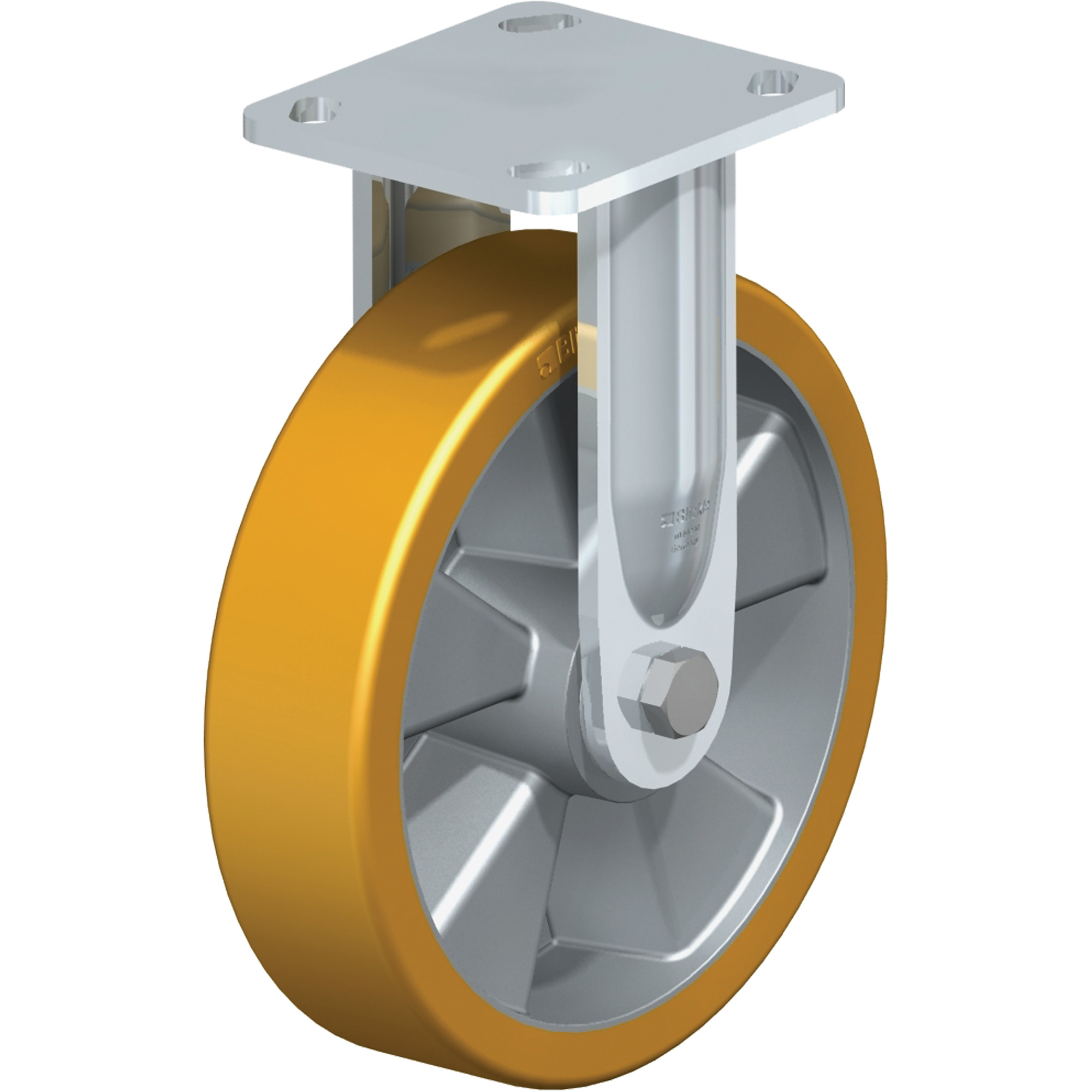 Roulettes robustes sans cheville, Fixe, 8" (203,2 mm), Polyuréthane, 1250 lb (567 kg)