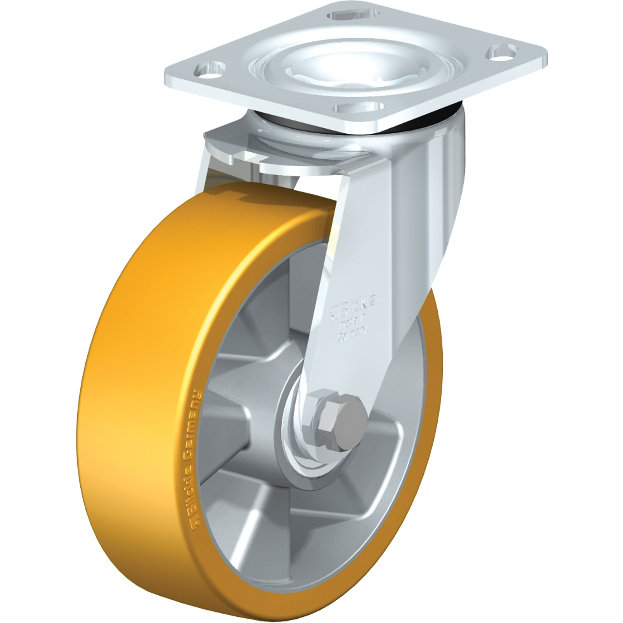 Roulettes robustes sans cheville, Pivotant, 6-5/16" (160,3375 mm), Polyuréthane, 1210 lb (550 kg)