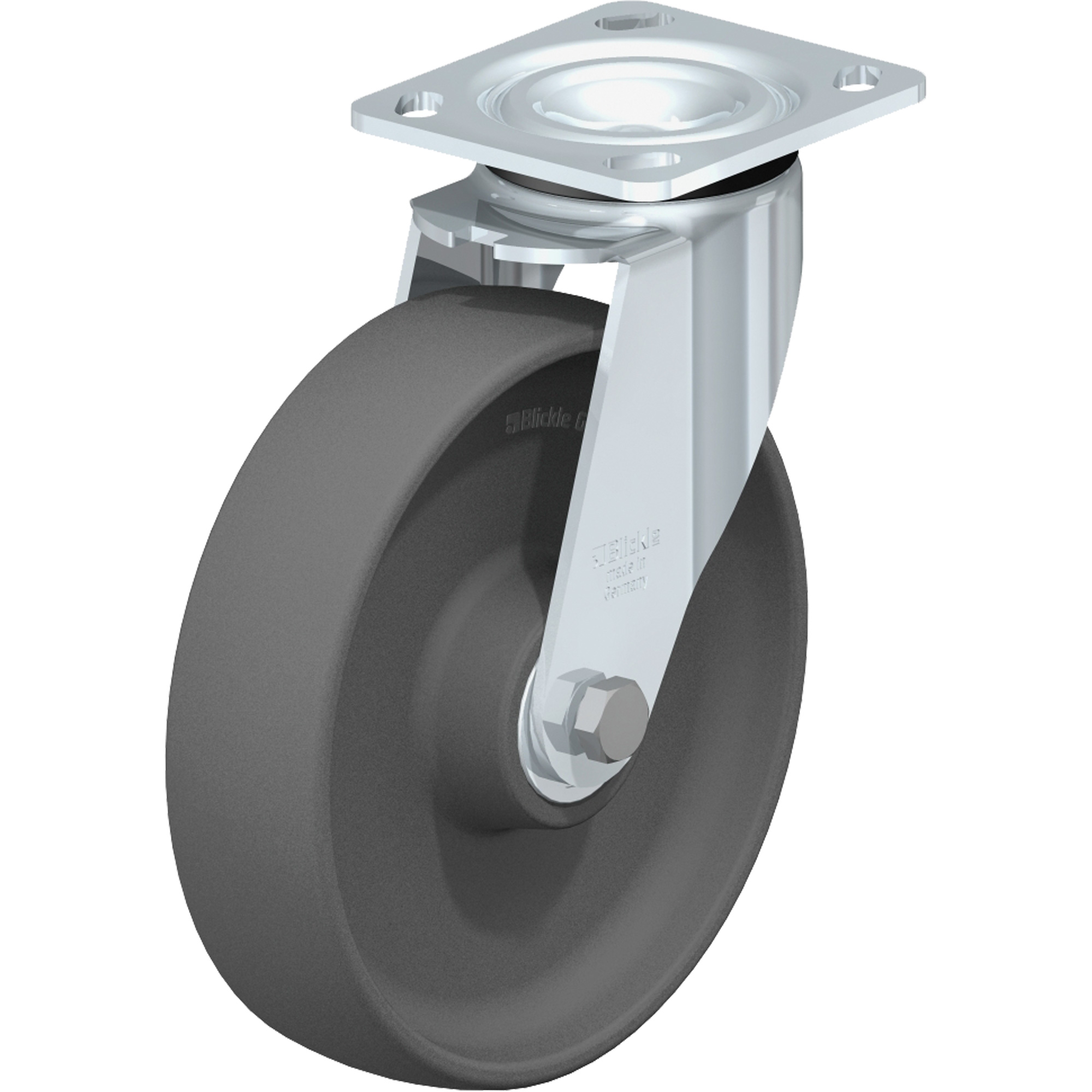 Roulettes robustes sans cheville, Pivotant, 8" (203,2 mm), Nylon, 1250 lb (567 kg)
