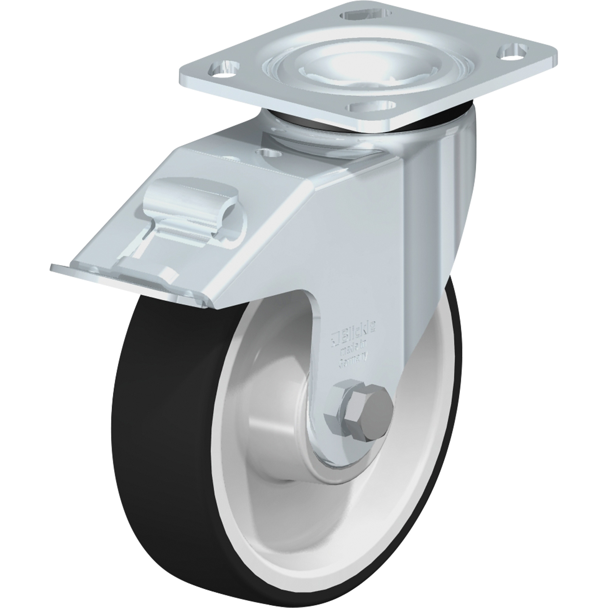 Roulettes robustes sans cheville, Pivotant avec frein, 6-5/16" (160,3375 mm), Polyuréthane thermoplastique, 1210 lb (550 kg)
