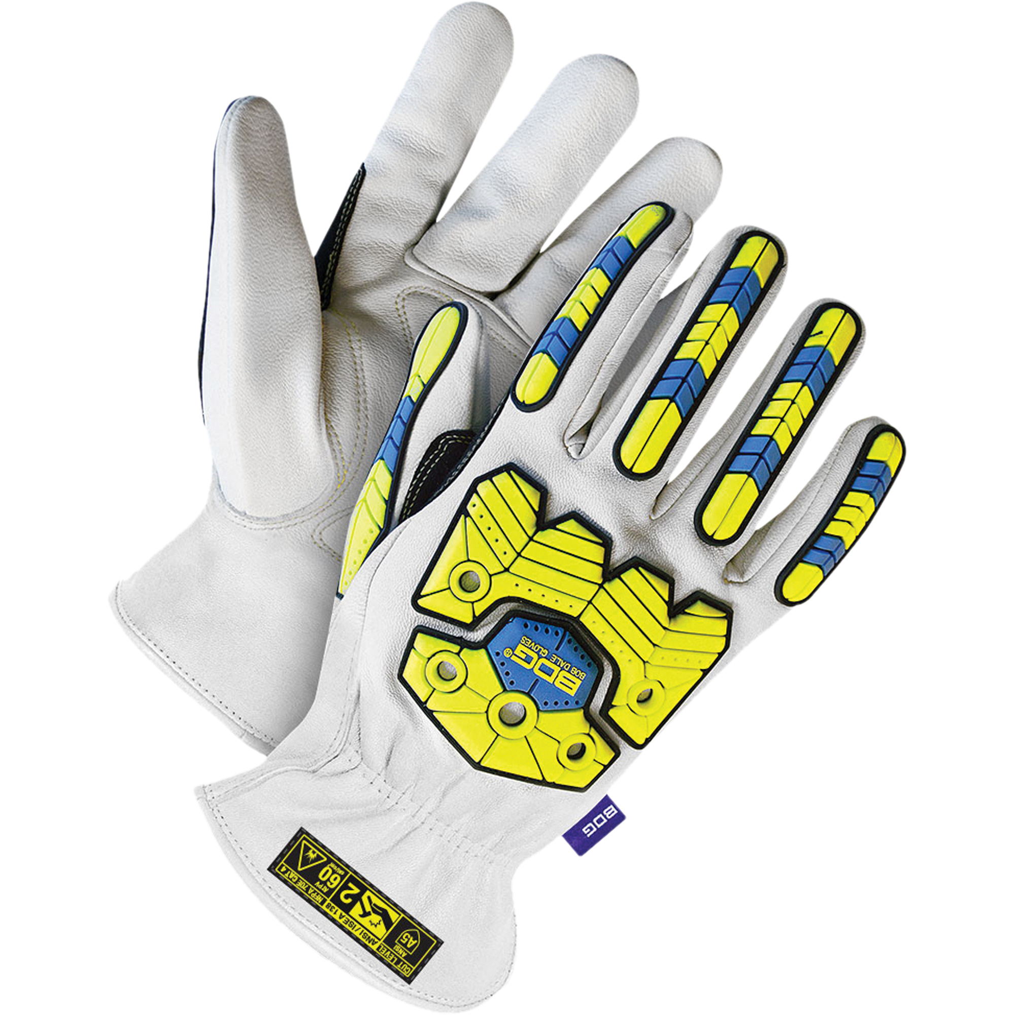 Gants antichocs haute performance ArctekMC, T-Grand, Paume en Chèvre, Poignet Élastique