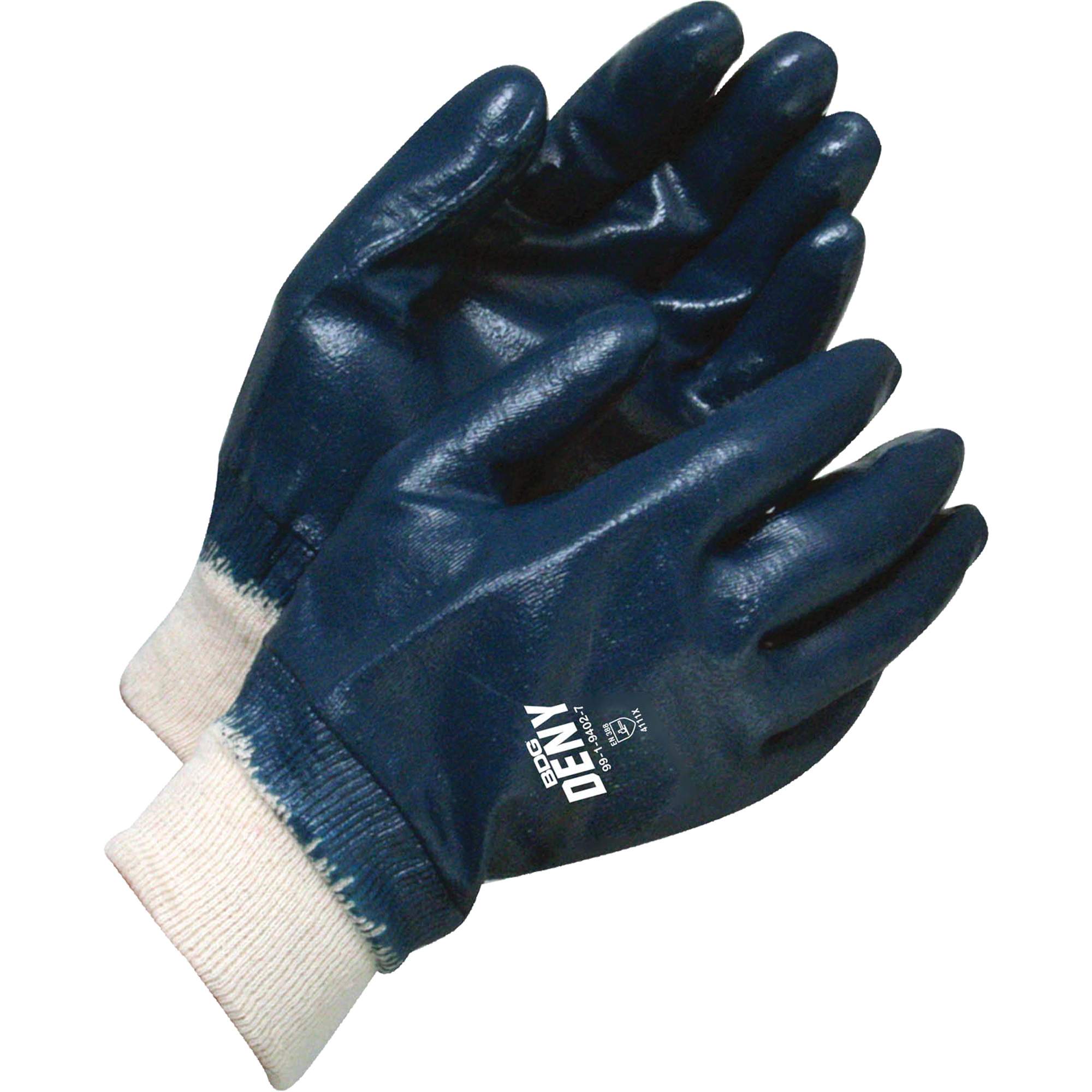 Gants avec poignet en tricot DenyMD, 7, Rêvetement Nitrile, Enveloppe en Coton