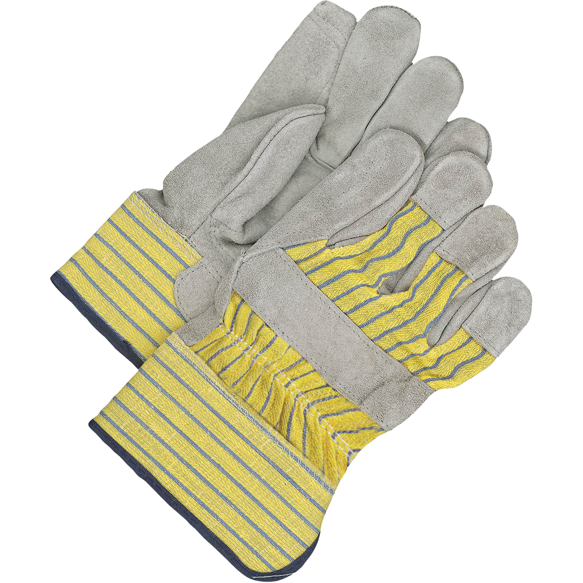 Gants d'ajusteur classiques avec paume double, Taille unique, Paume en Cuir de vache refendu, Doublure en Molleton