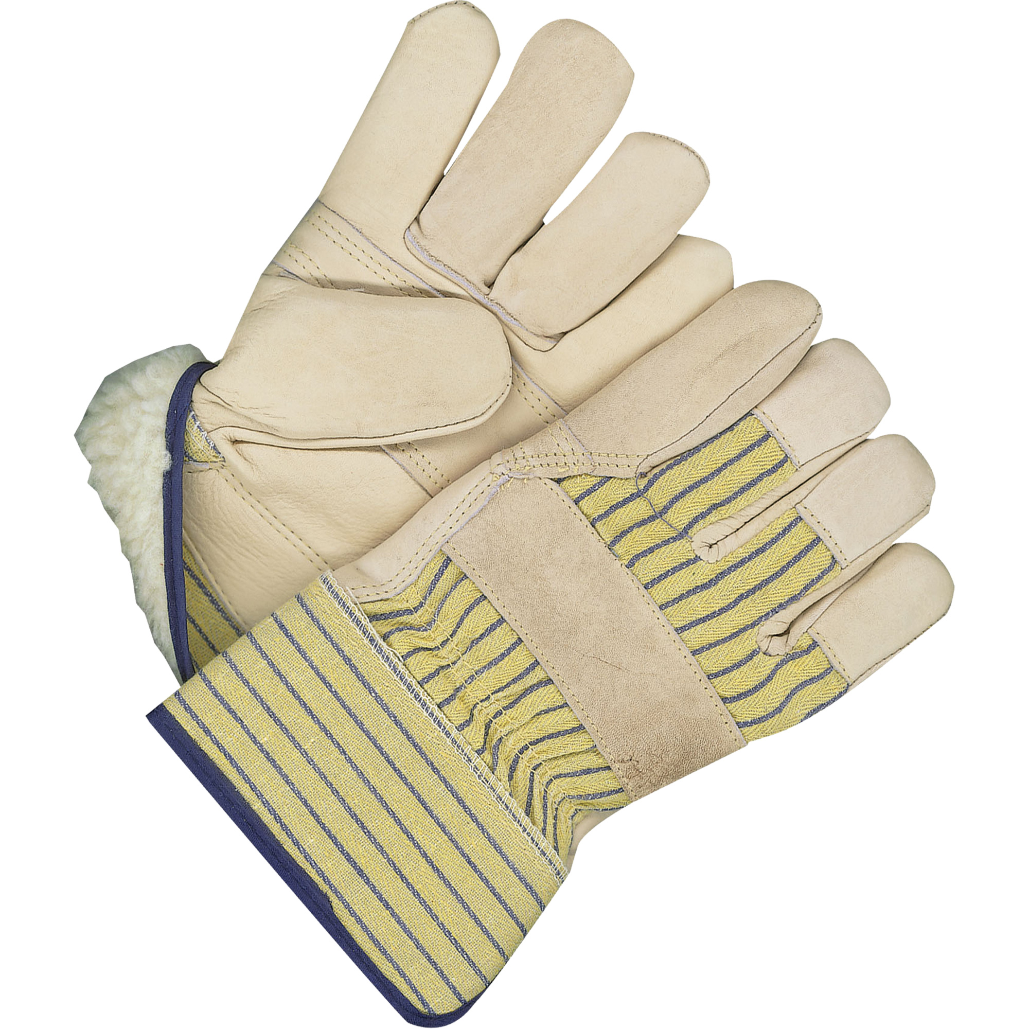 Gants d'ajusteur classiques avec paume renforcée, Taille unique, Paume en Cuir fleur de vache, Doublure en Peluche d'acrylique