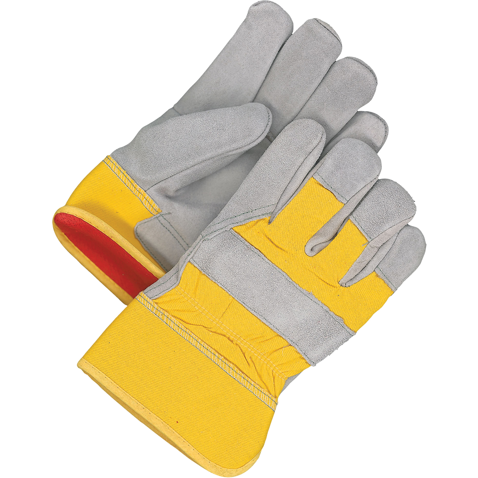 Gants d'ajusteur classiques, Taille unique, Paume en Cuir de vache refendu, Doublure en Molleton de mousse