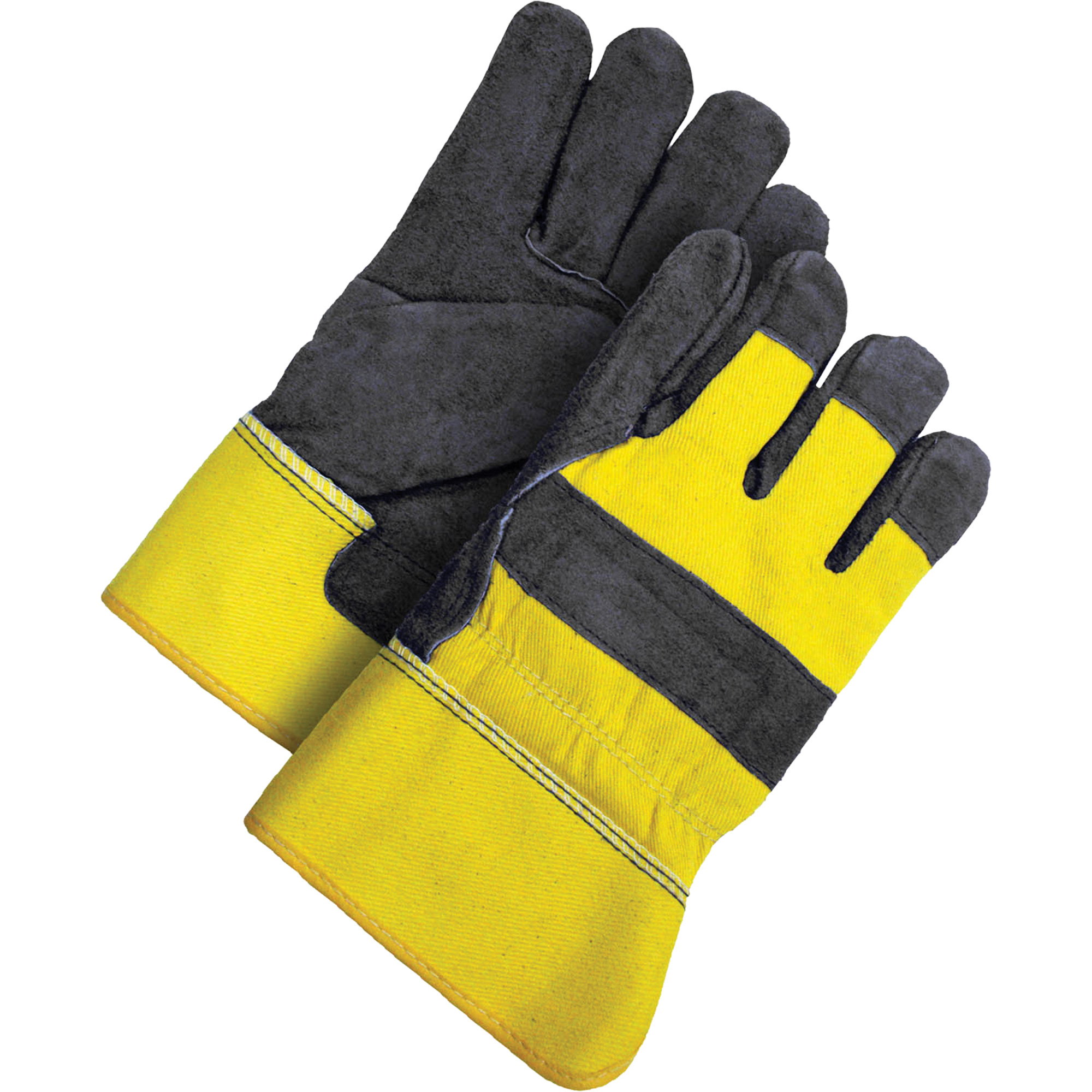 Gants d'ajusteur classiques, Taille unique, Paume en Cuir de vache refendu, Doublure en Peluche d'acrylique