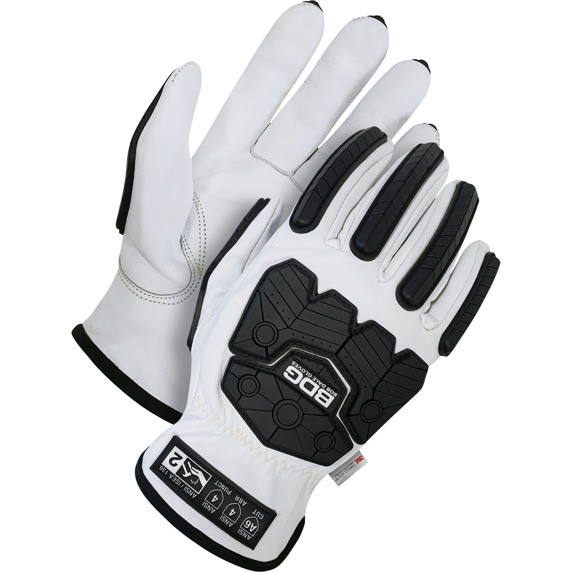 Gants de conducteur classiques avec doublure résistante aux chocs et coupures, Taille Grand, Enveloppe en Chèvre/ThinsulateMC, ASTM ANSI niveau A6