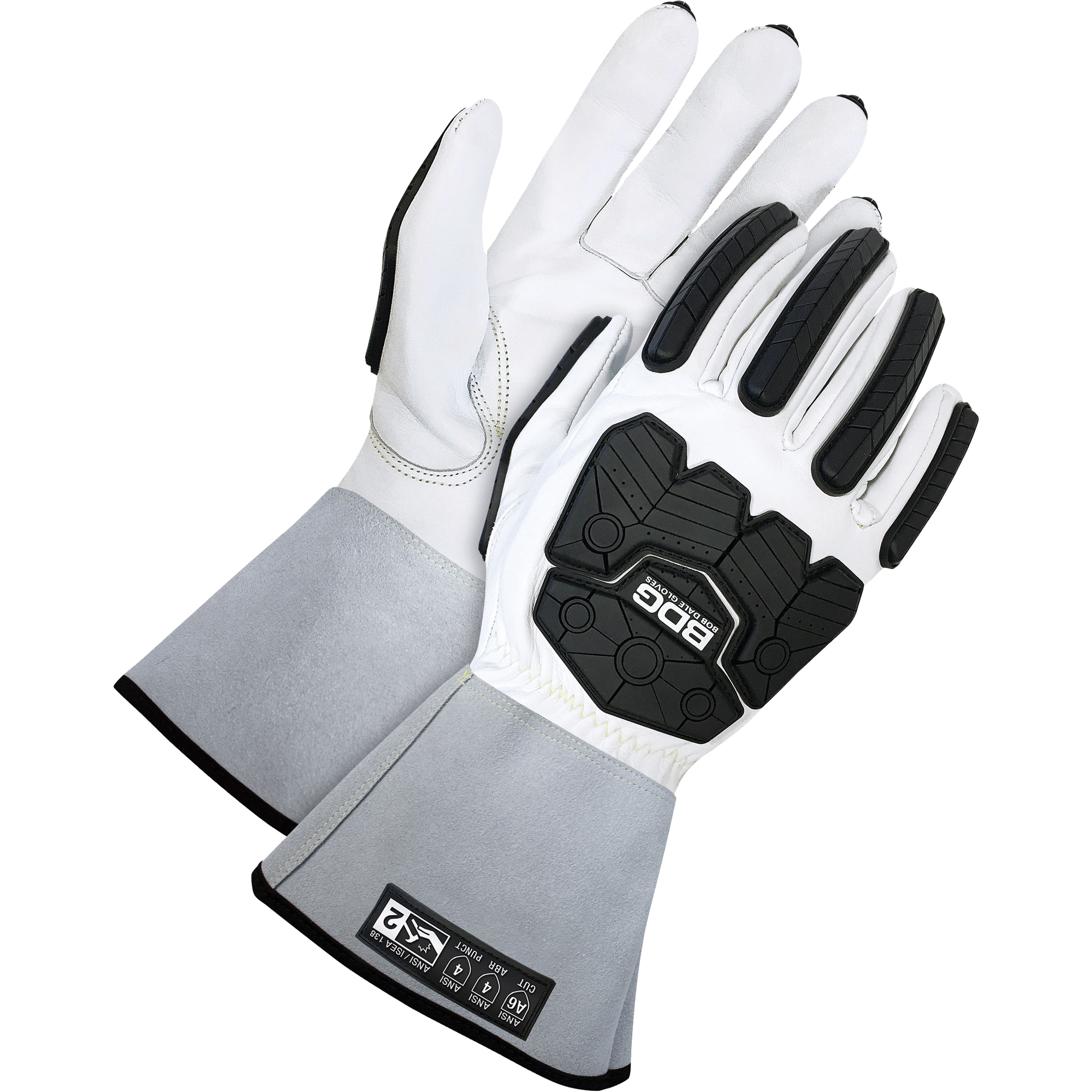 Gants de conducteur classiques résistant aux chocs et coupures avec poignet de 5", Taille T-petit, Enveloppe en Chèvre/Cuir de vache, ASTM ANSI niveau A6