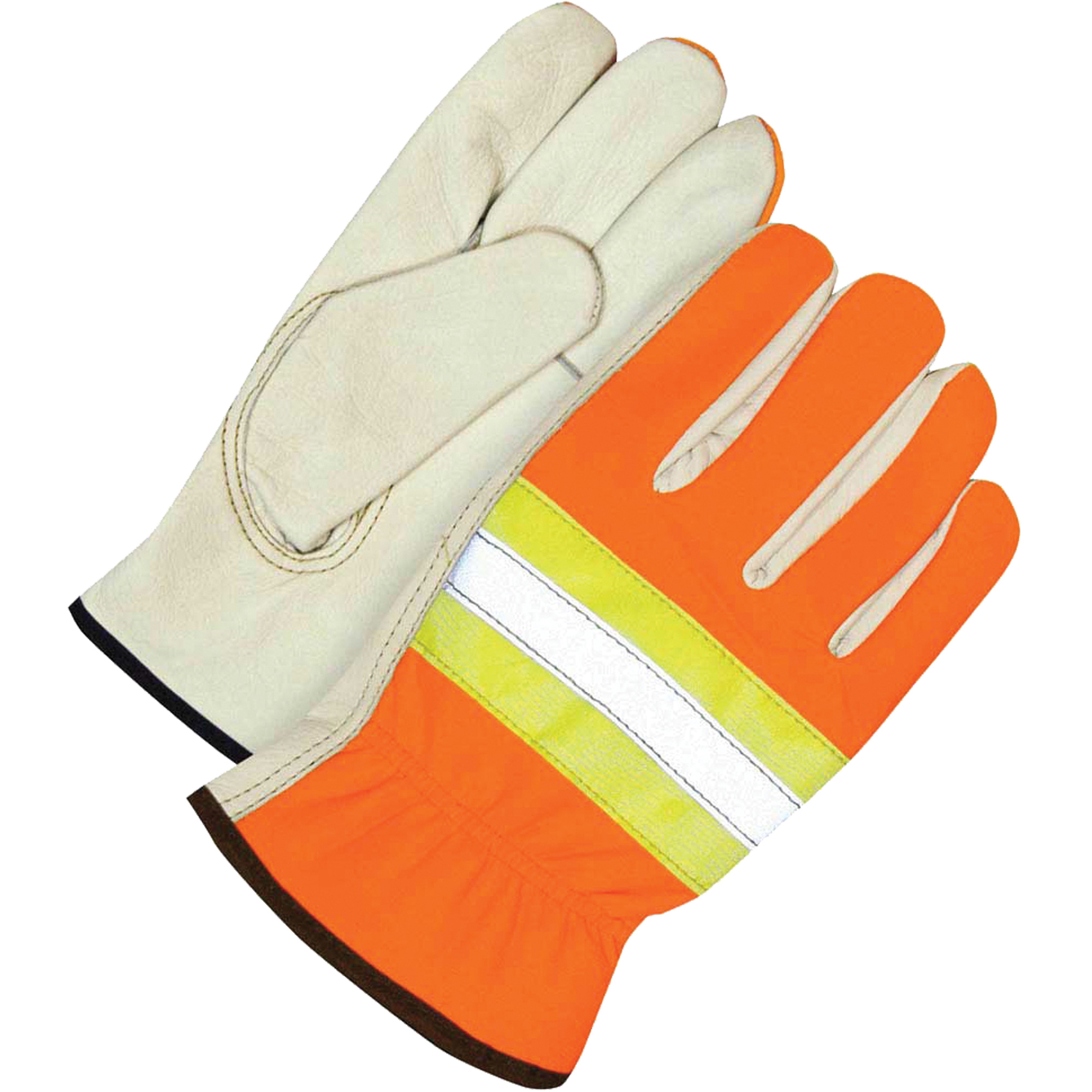 Gants de conducteur haute visibilité traditionnels, Grand, Paume en Cuir fleur de vache