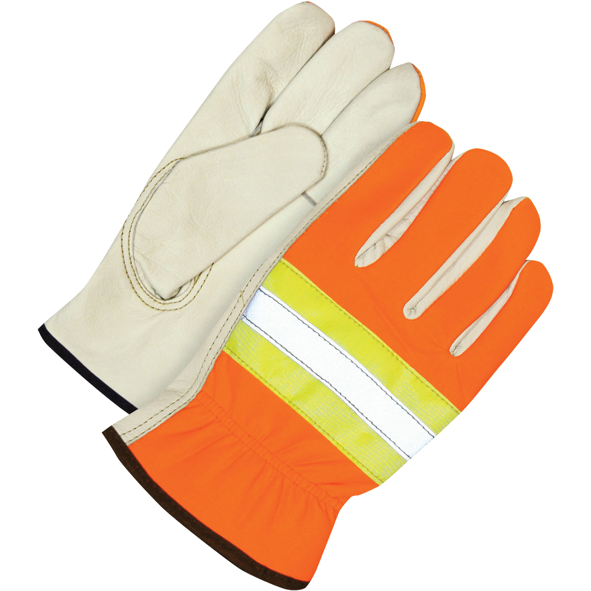 Gants de conducteur haute visibilité traditionnels, T-Grand, Paume en Cuir fleur de vache