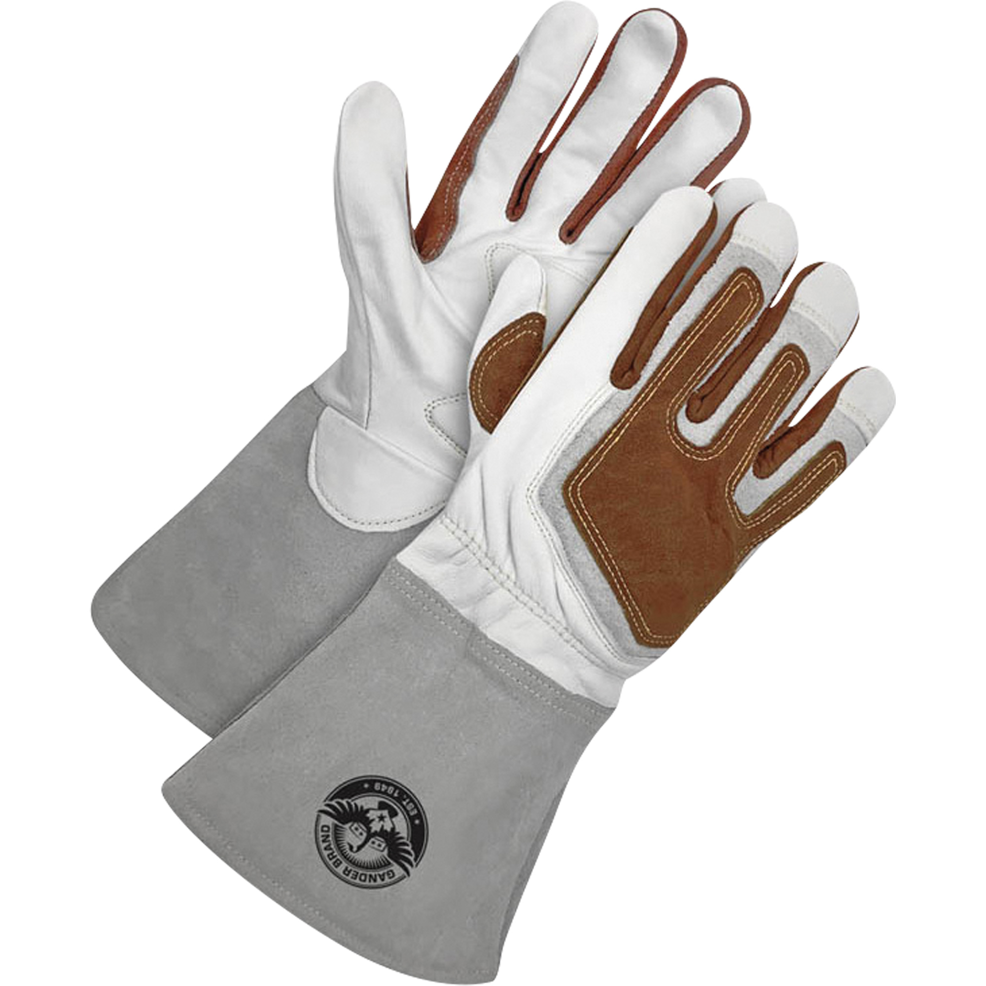 Gants de soudage à l'arc TIG Gander Brand avec renfort thermique, Cuir fleur de chèvre, Taille Petit
