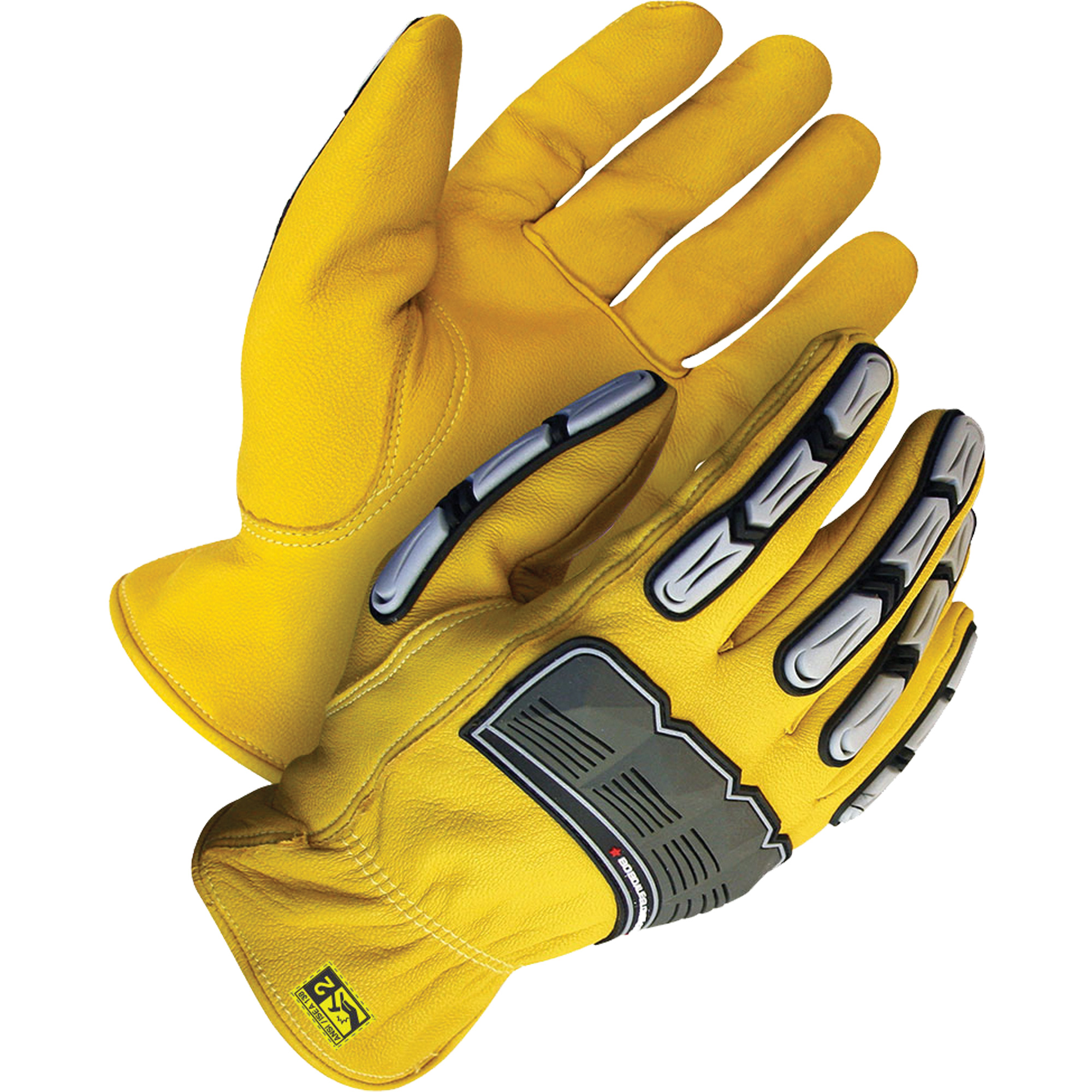 Gants doublés résistants aux chocs DenyMC, Petit, Paume en Chèvre, Poignet Sécurité