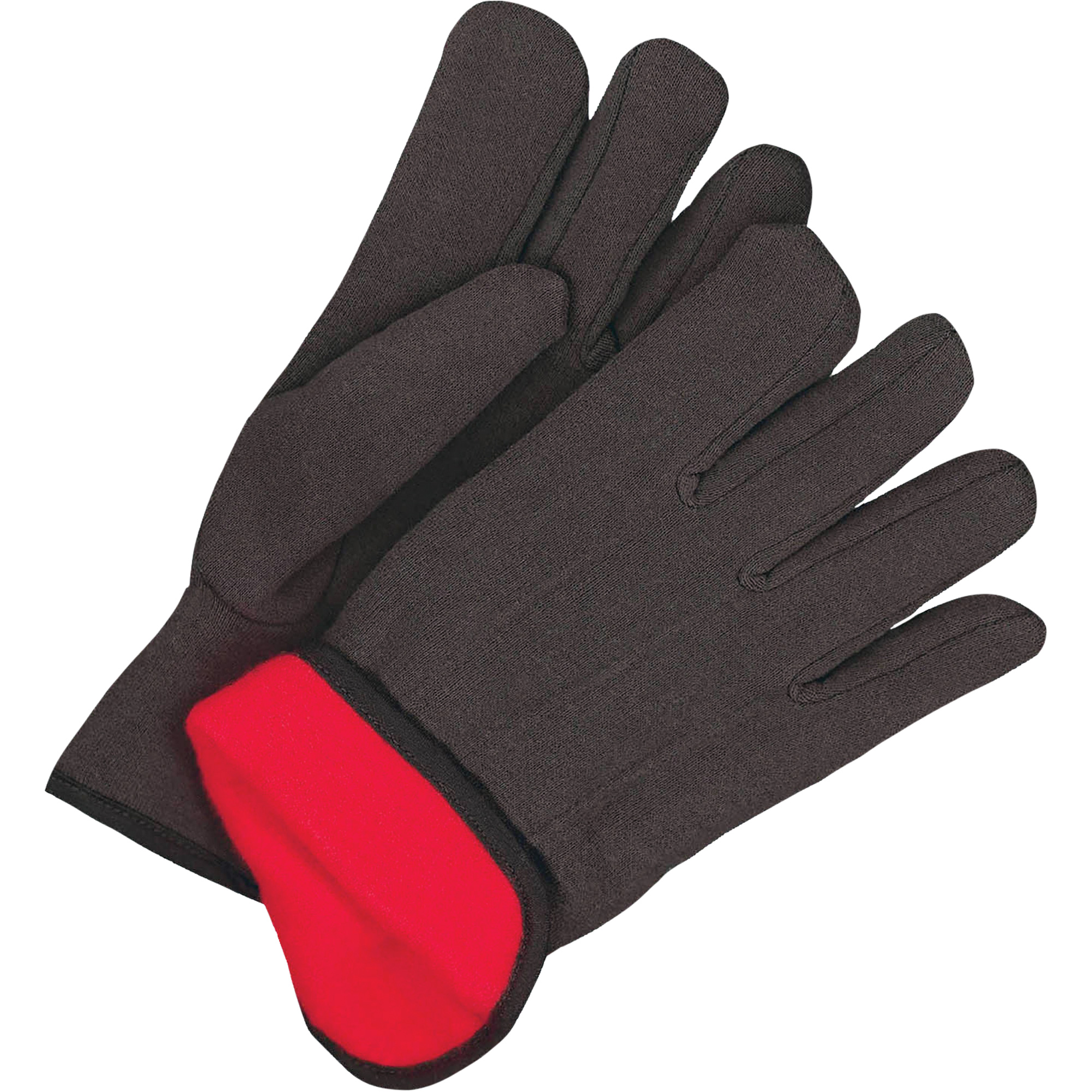 Gants en jersey classiques, Taille unique, Noir, Molleton rouge, À enfiler