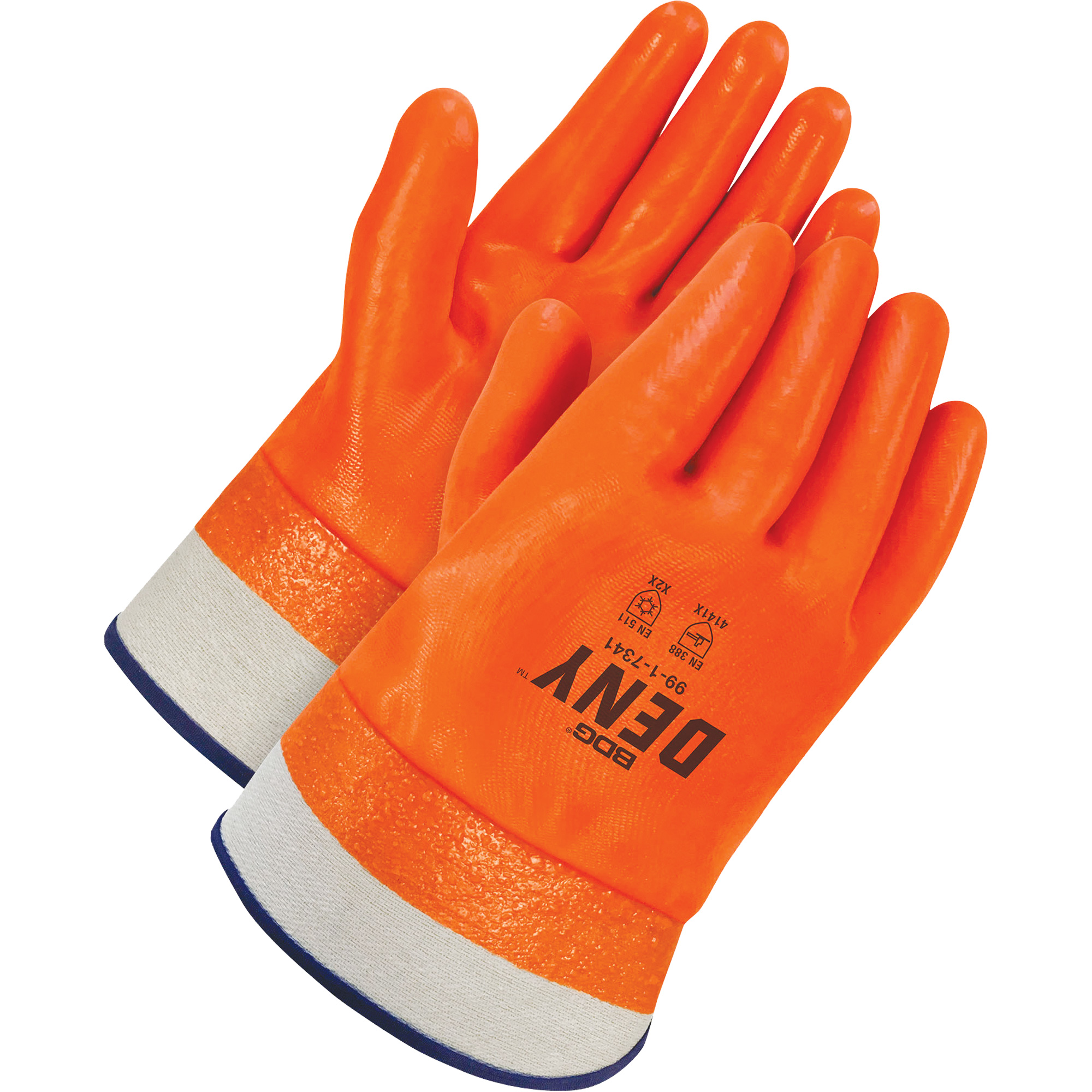 Gants enduits DenyMC avec poignet de sécurité, Taille unique, Rêvetement PVC, Enveloppe en Polyester/Acrylique