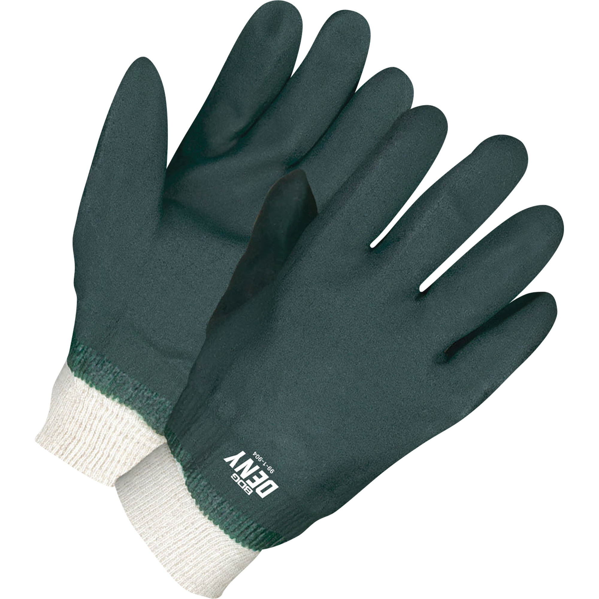 Gants enduits DenyMC avec poignet en tricot, Taille unique, Rêvetement PVC, Enveloppe en Coton