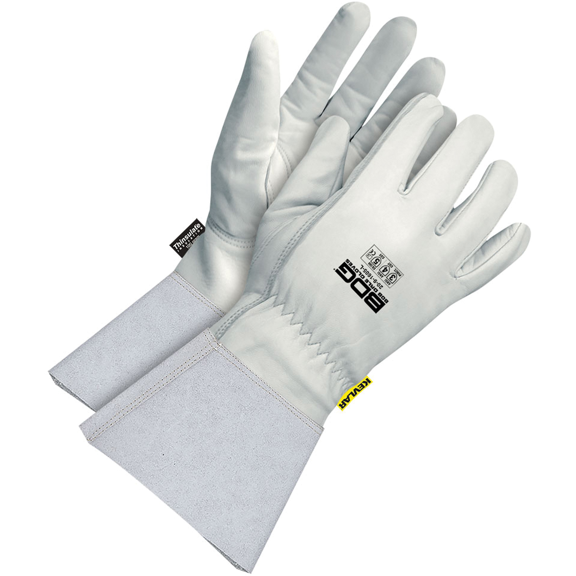 Gants pour conducteur/cordeur en cuir de chèvre, Taille T-petit, Enveloppe en KevlarMD/ThinsulateMC, ANSI/ISEA 105 niveau 4/EN 388 niveau 5