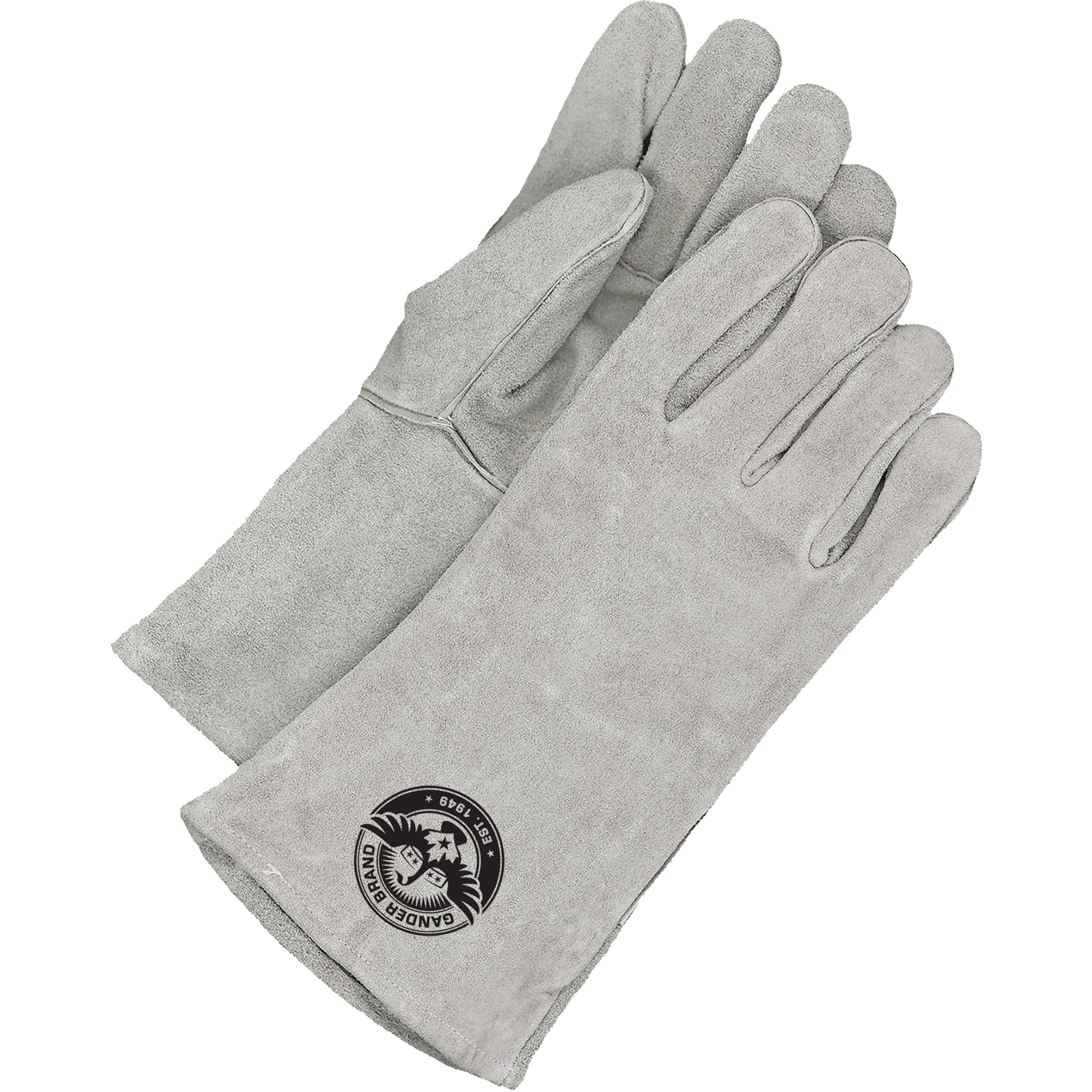 Gants pour soudeur de marque Gander avec manchette, Cuir de vache refendu, Taille Taille unique
