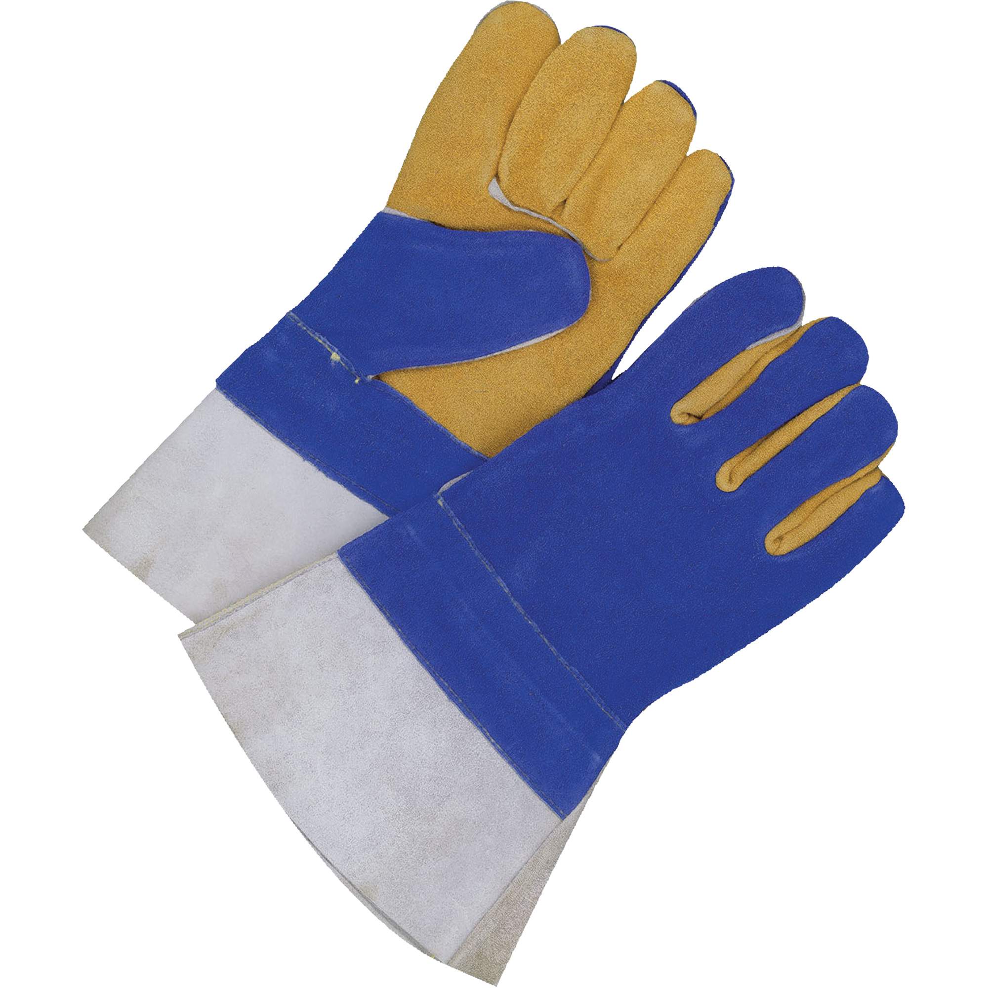 Gants pour soudeur doublés avec poignet de 5", Cuir de vache refendu, Taille 2T-Grand