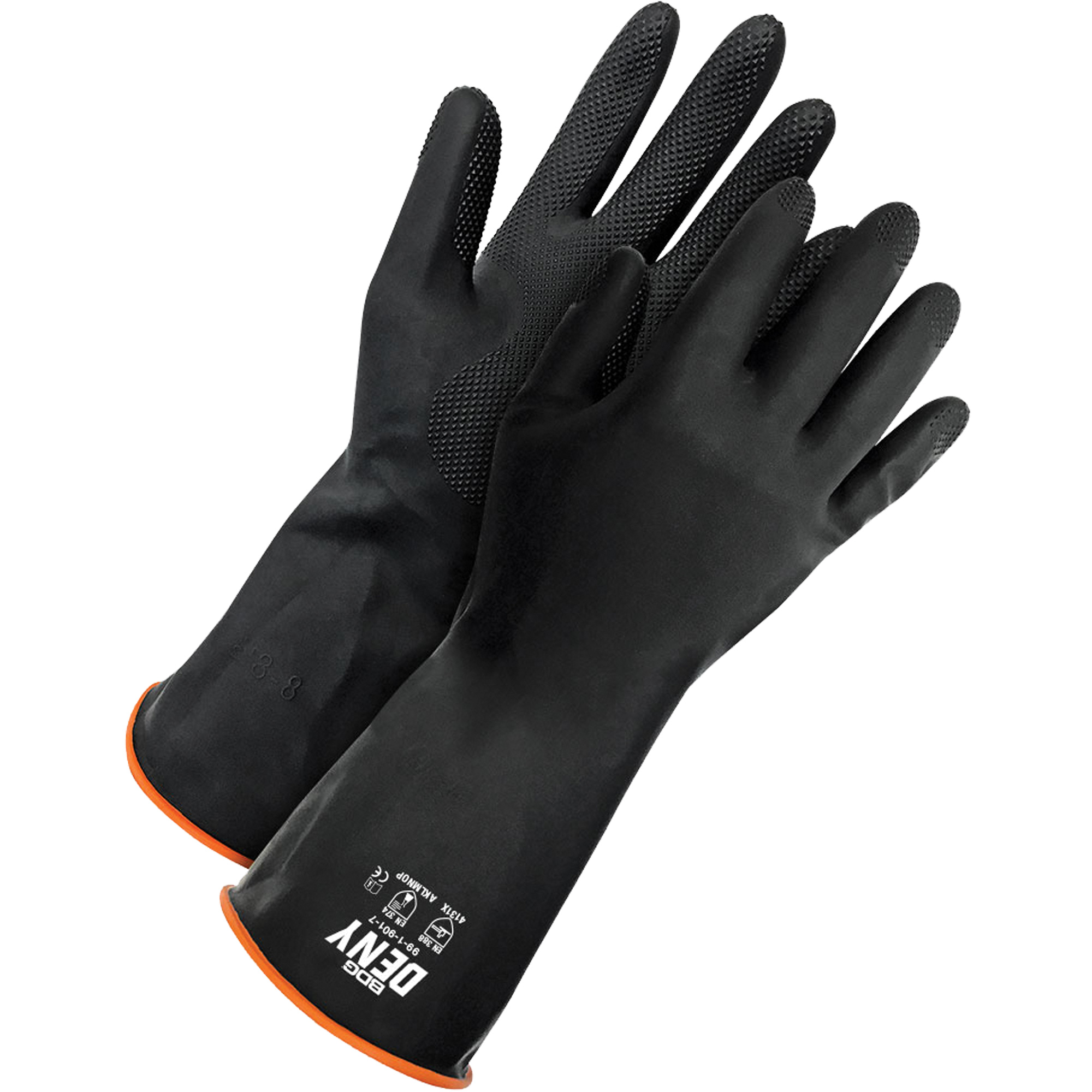 Gants résistants aux produits chimiques DenyMC, Taille 10, 12" lo, Latex de caoutchouc, Doublure en Ouatée, Gant de calibre hiver