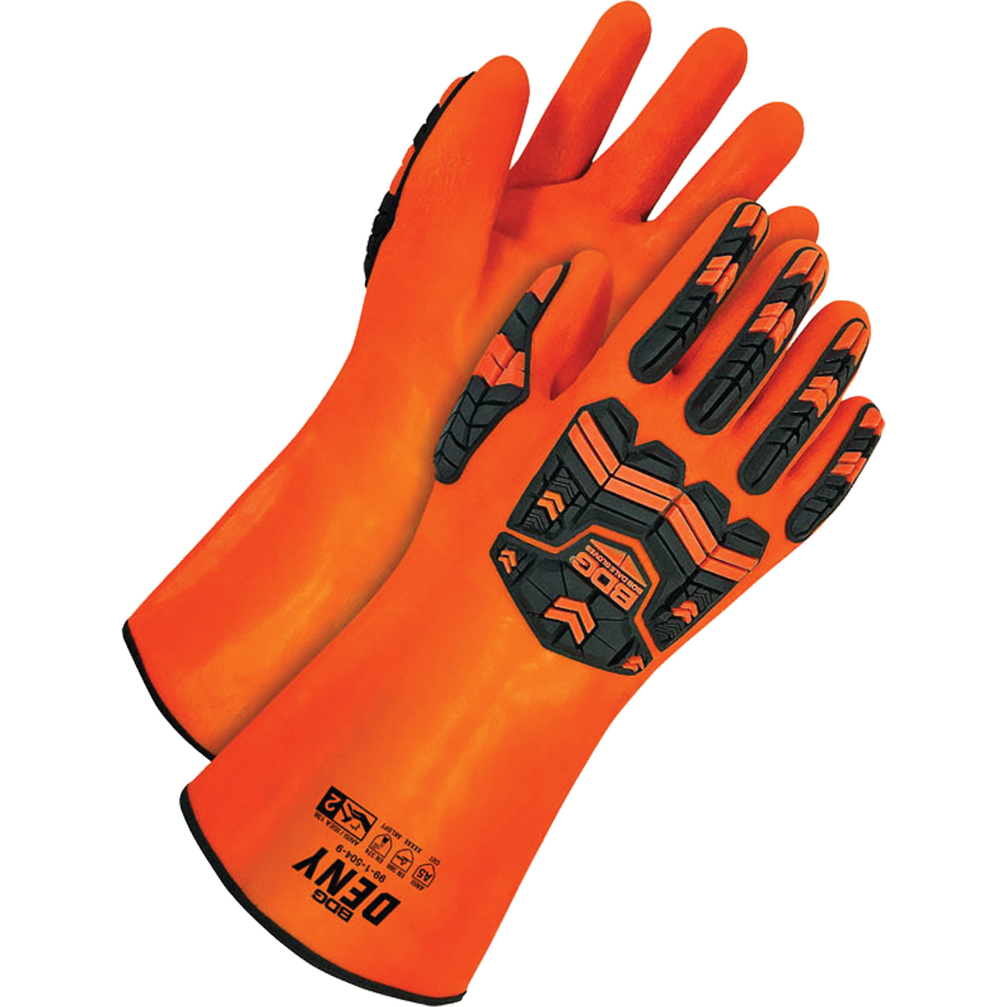 Gants résistants aux produits chimiques DenyMC, Taille 10, 14" lo, PVC, Doublure en Tissu éponge