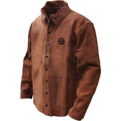 Veste de soudage en cuir fleur de vache refendu Gander Brand, Cuir, Petit, Brun