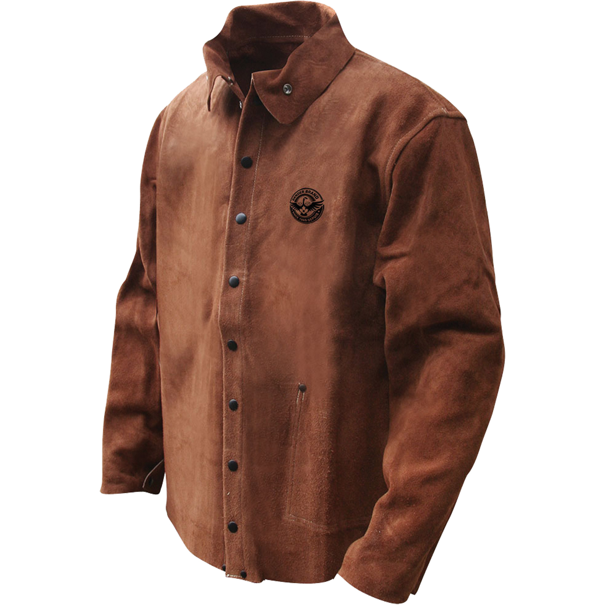 Veste de soudage en cuir fleur de vache refendu Gander Brand, Cuir, Petit, Brun
