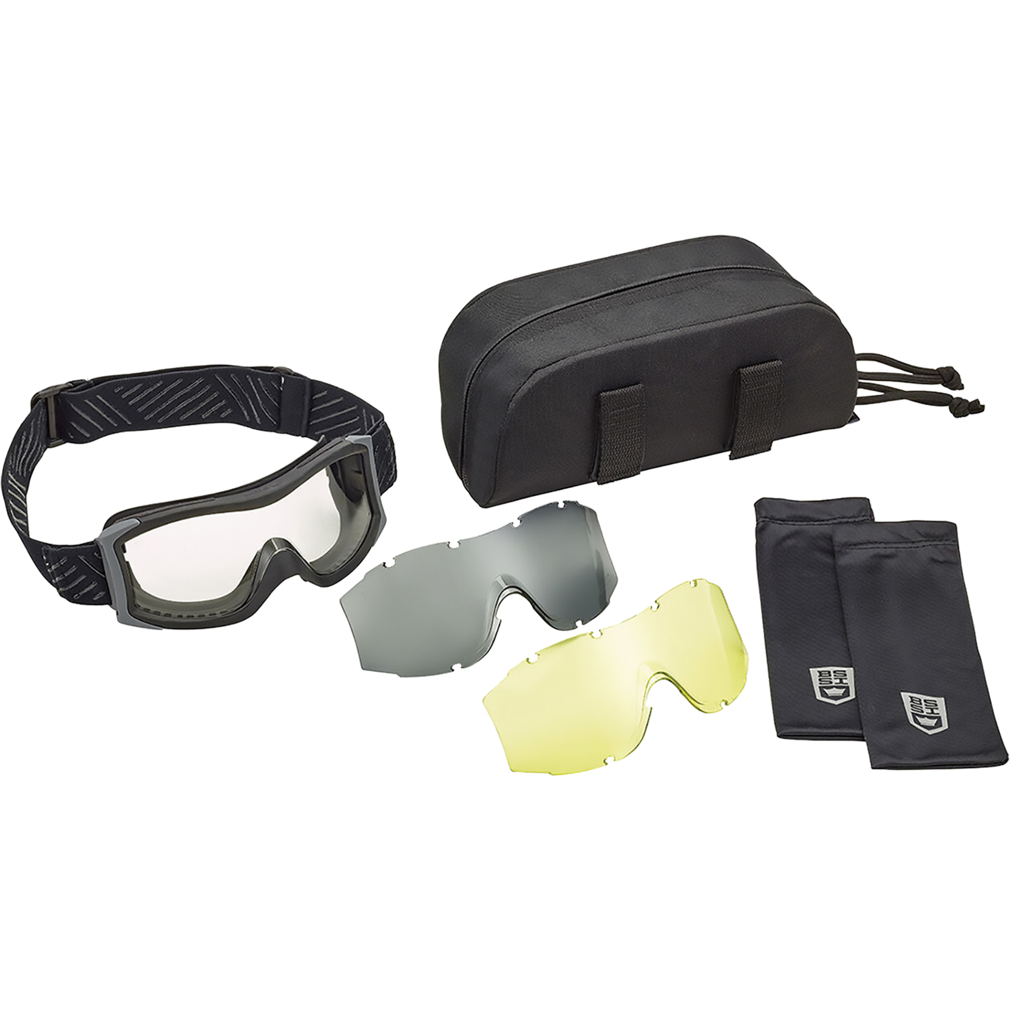 Ensemble de lunettes à coque à protection balistique X1000, Lentille Ambrée/Transparent, Antibuée/Anti-égratignures, Ventilation Directe