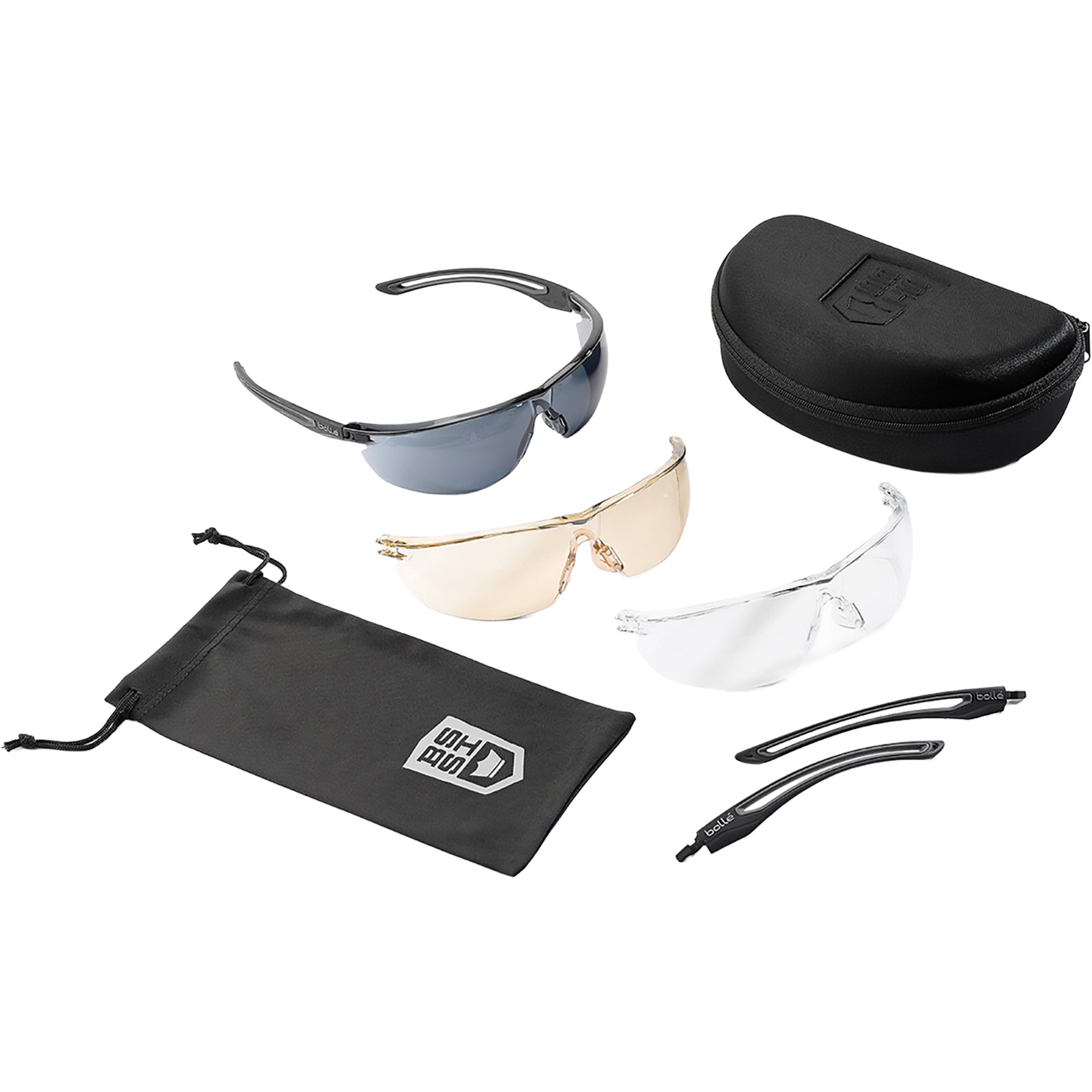 Ensemble de lunettes de sécurité à protection balistique Gunfire 2.0, Lentille Transparent/Cuivre/Fumée, Antibuée/Anti-égratignures, ANSI Z87+