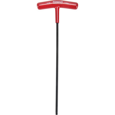 Clé hexagonale individuelle métrique, embout Sphérique, 4 mm x 8,7" lo, Poignée en T