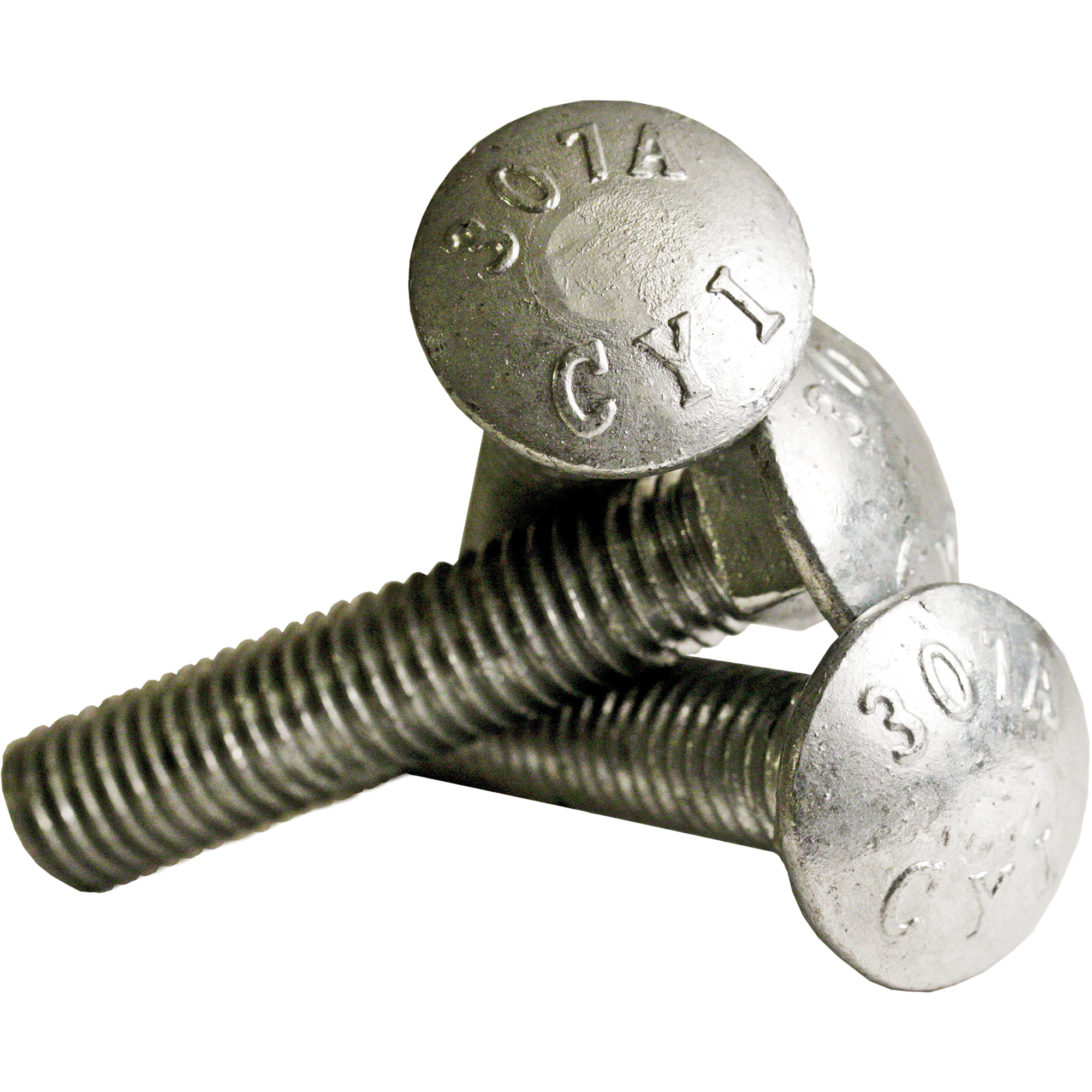 Boulon de carrosserie à filet complet, 5/16" x 2-1/2" lo, Galvanisé, Corsé