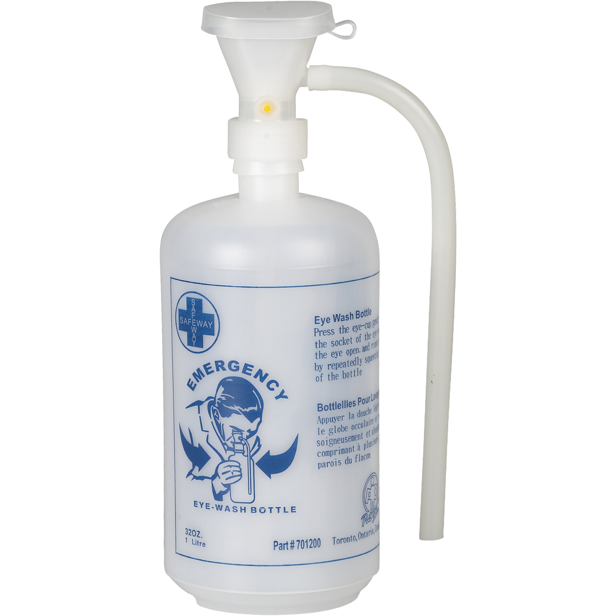Bouteille pour douche oculaire avec coquille oculaire, Bouteille Vide, 32 oz