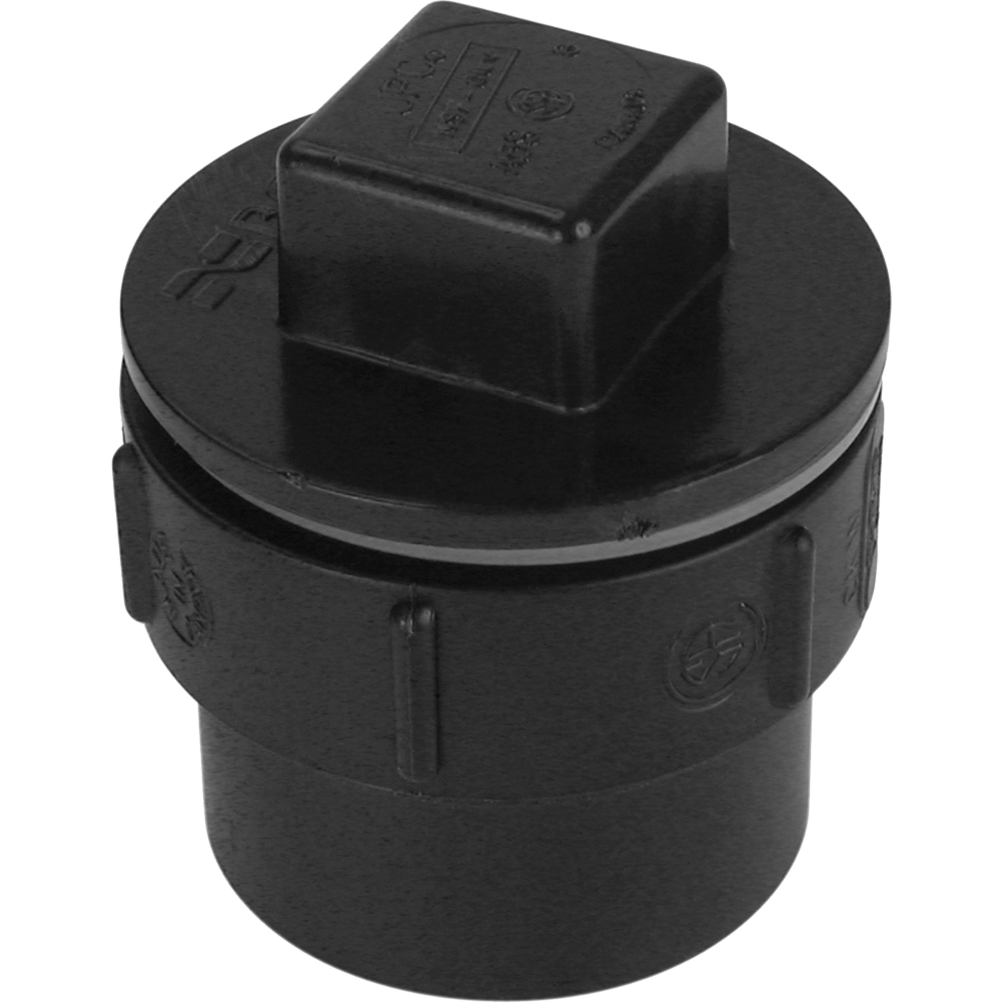 Adaptateur de regard de nettoyage avec bouchon et joint, Embout mâle x bouchon, 1-1/2" dia., Plastique