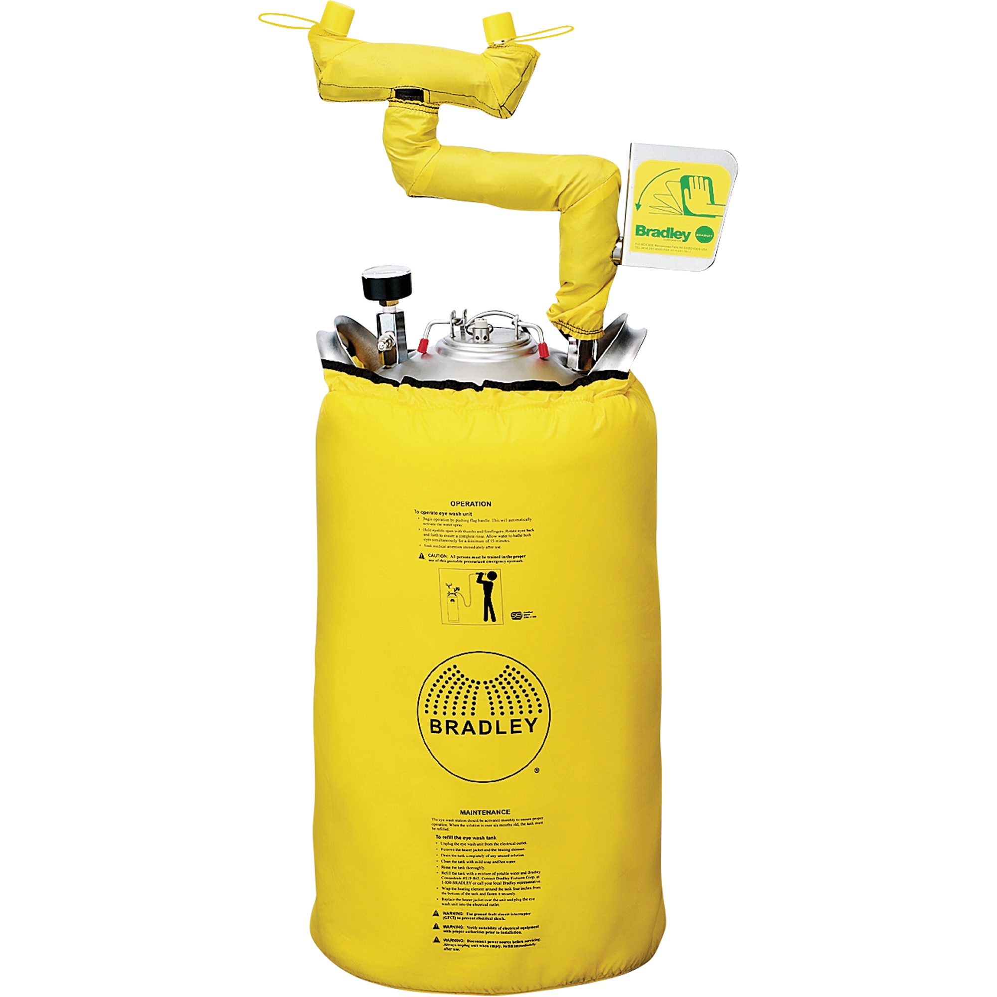 Douche oculaire portative avec enveloppe chauffante, Pressurisé, Capacité 15 gal., Conformité ANSI Z358.1