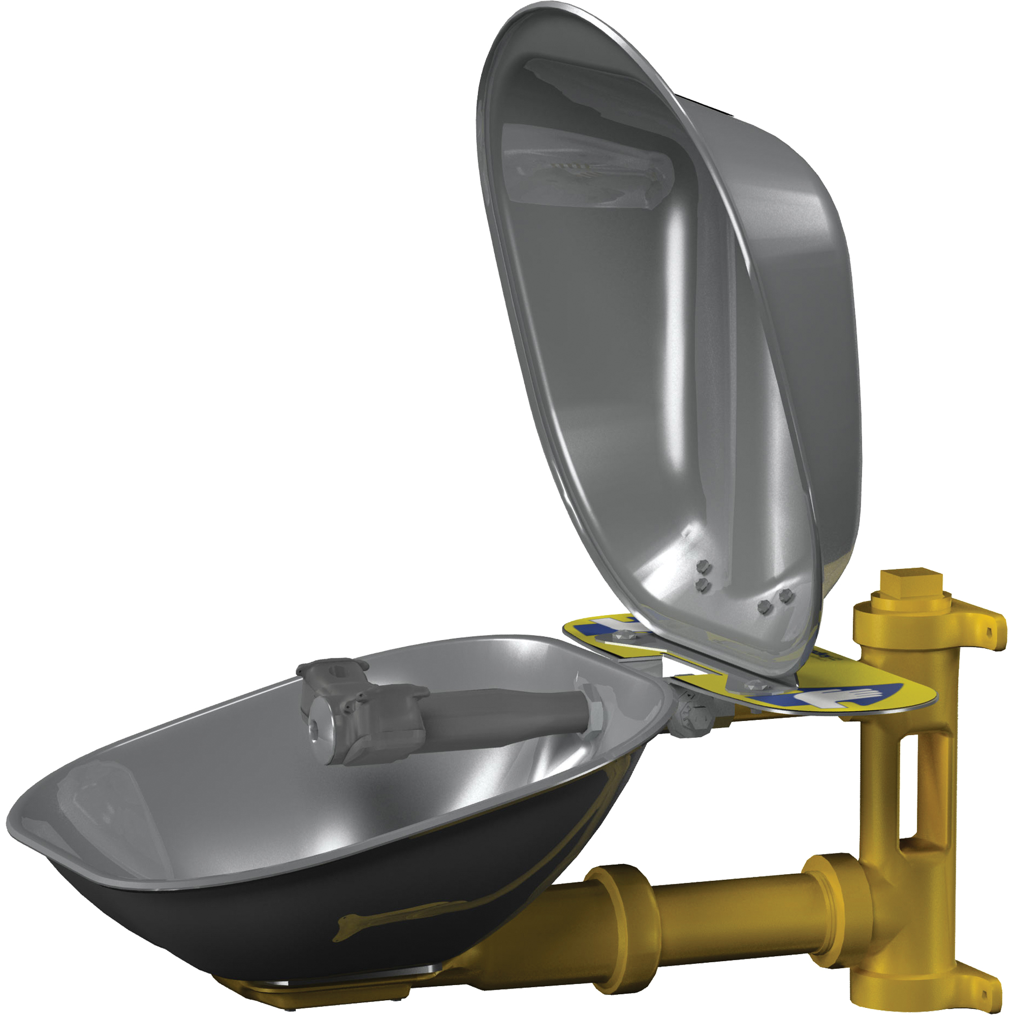 Poste de douche oculaire HaloMC, Installation Montage mural, Bol Acier inoxydable
