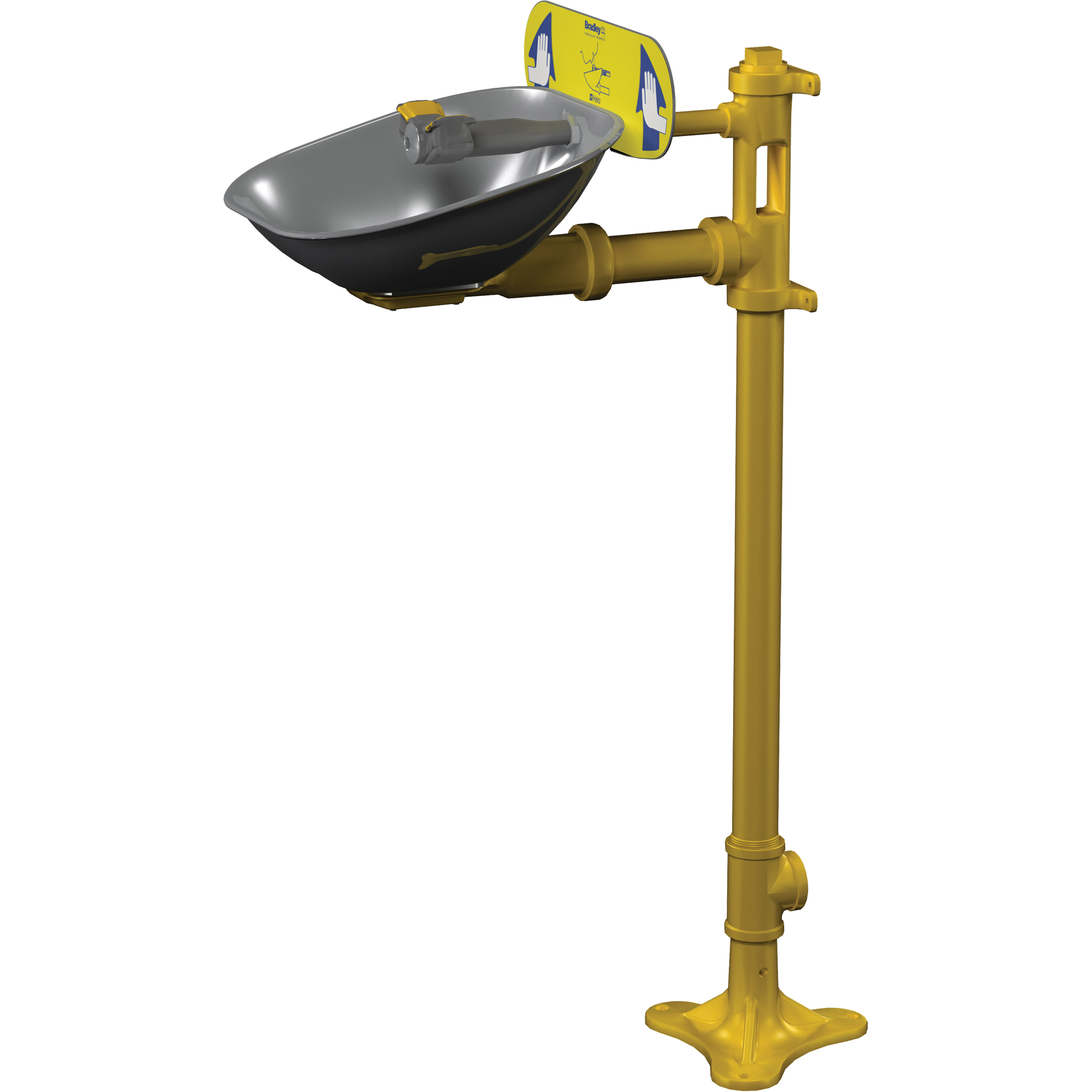 Poste de douche oculaire HaloMC, Installation Socle, Bol Acier inoxydable