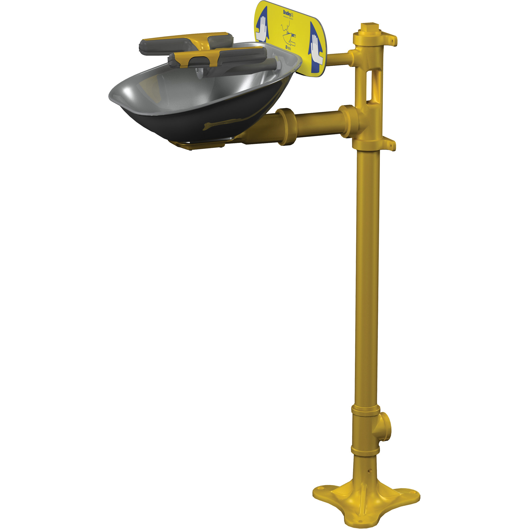 Postes de douche oculaire/faciale HaloMC, Installation Socle, Bol Acier inoxydable