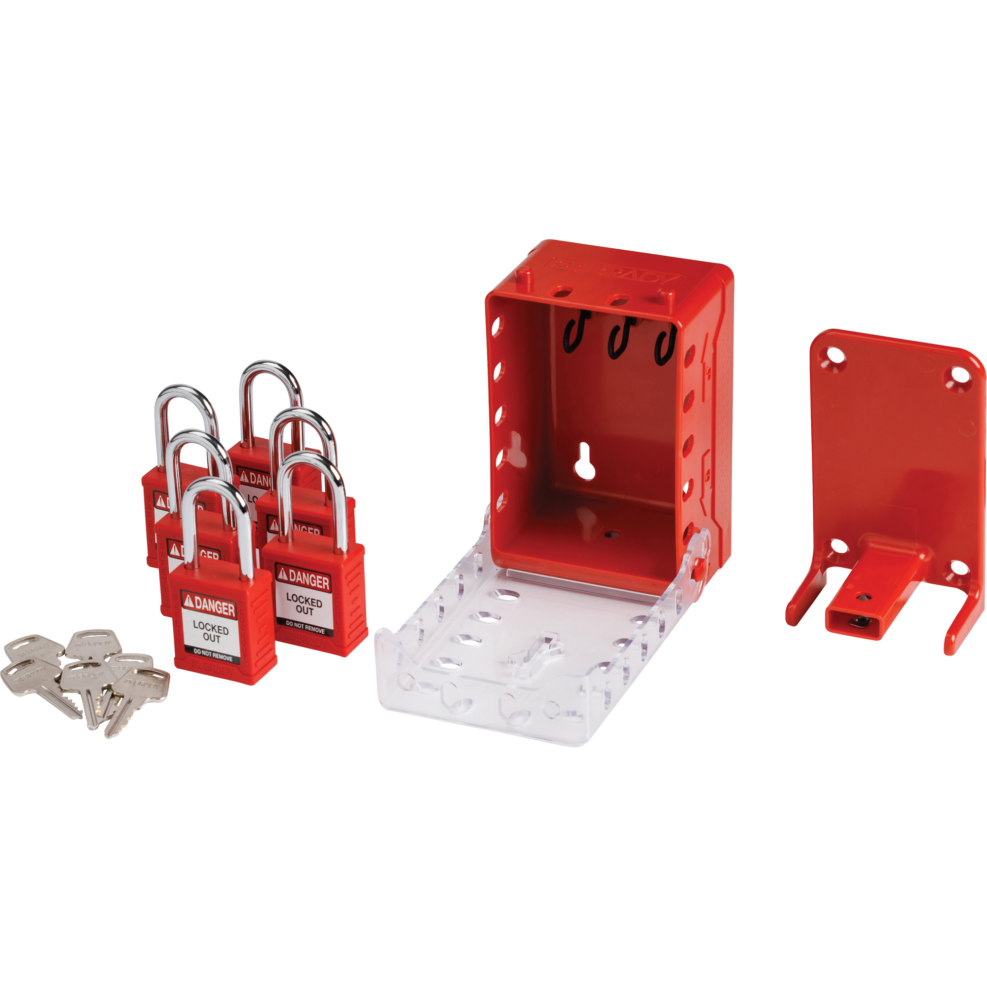 Boîte de cadenassage de groupe ultra compacte avec cadenas de sécurité en nylon, Rouge