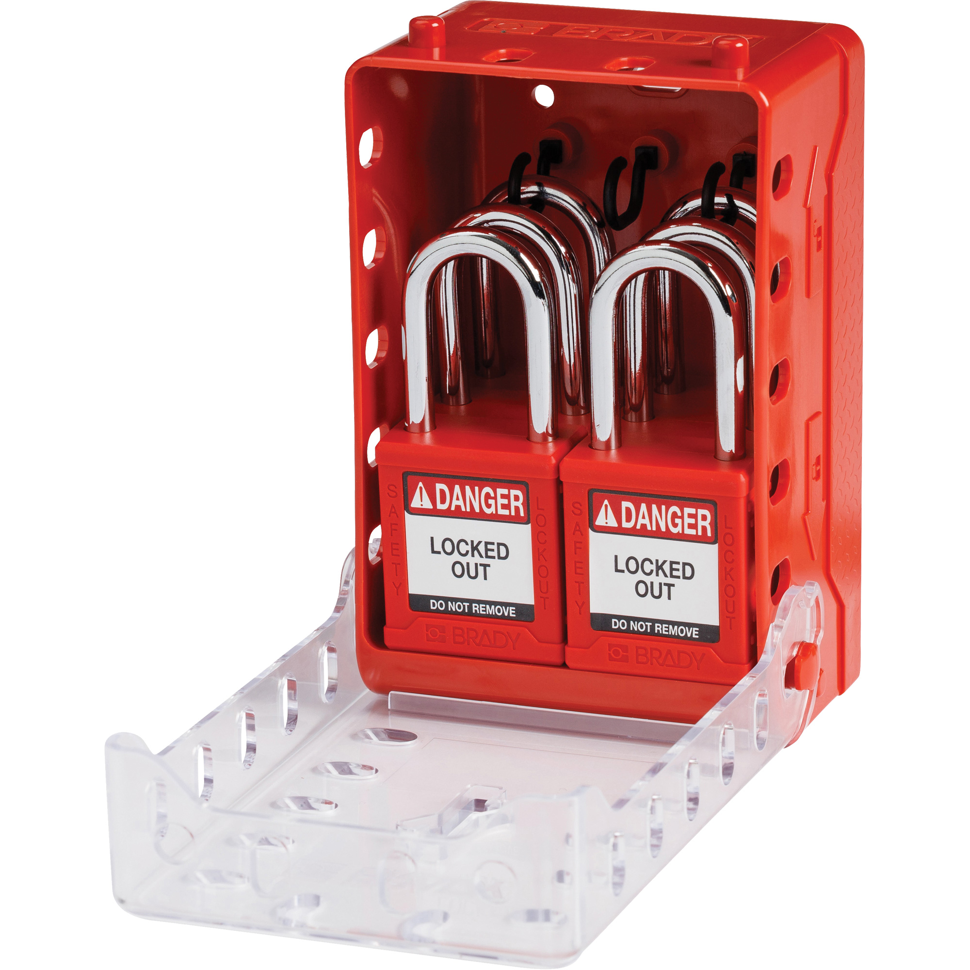 Boîte de cadenassage de groupe ultra compacte avec cadenas de sécurité en nylon, Rouge