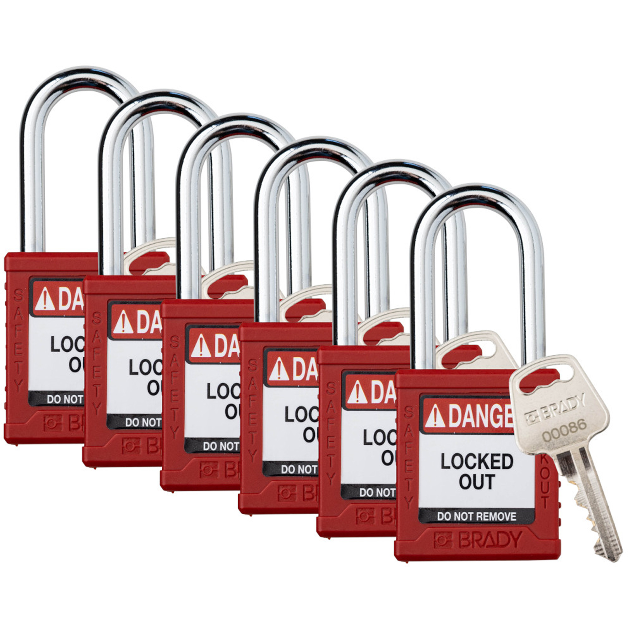 Cadenas de sécurité compacte, Cadenas de sécurité, Clés différentes, Nylon, Largeur de 1-1/2"