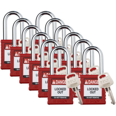 Cadenas de sécurité standard, Cadenas de sécurité, Clés différentes, Nylon, Largeur de 1-1/2"