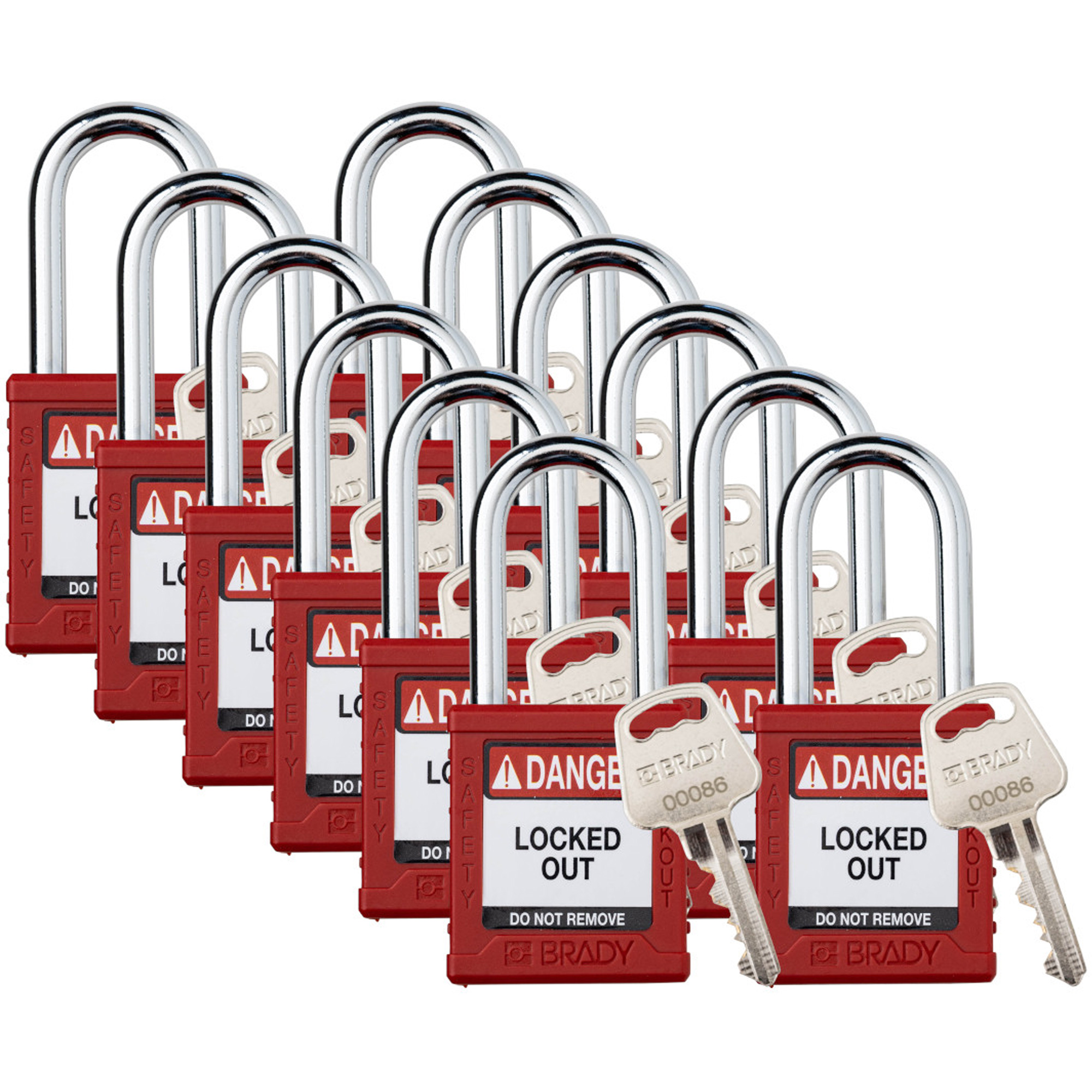Cadenas de sécurité standard, Cadenas de sécurité, Clés différentes, Nylon, Largeur de 1-1/2"