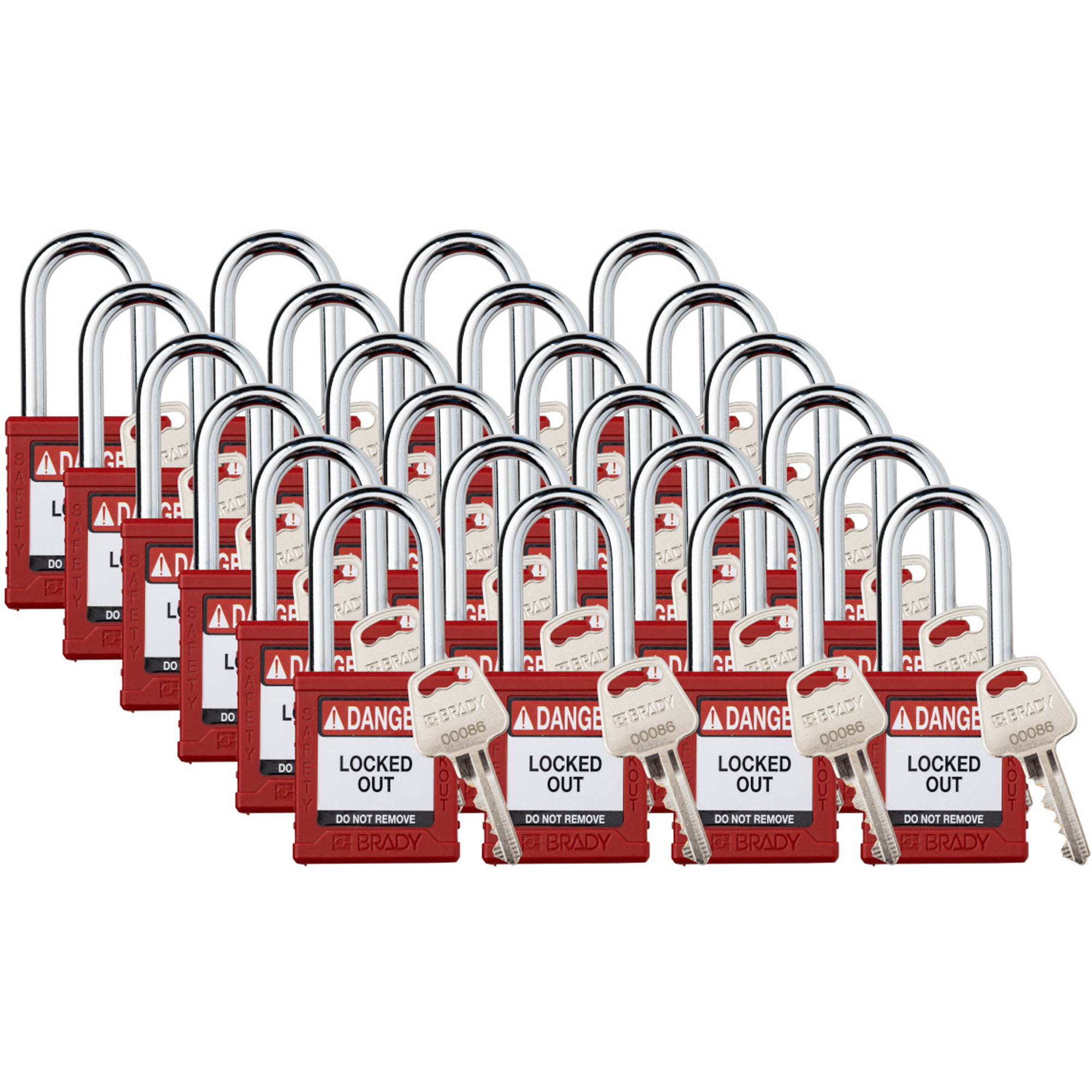 Cadenas de sécurité standard, Cadenas de sécurité, Clés différentes, Nylon, Largeur de 1-1/2"