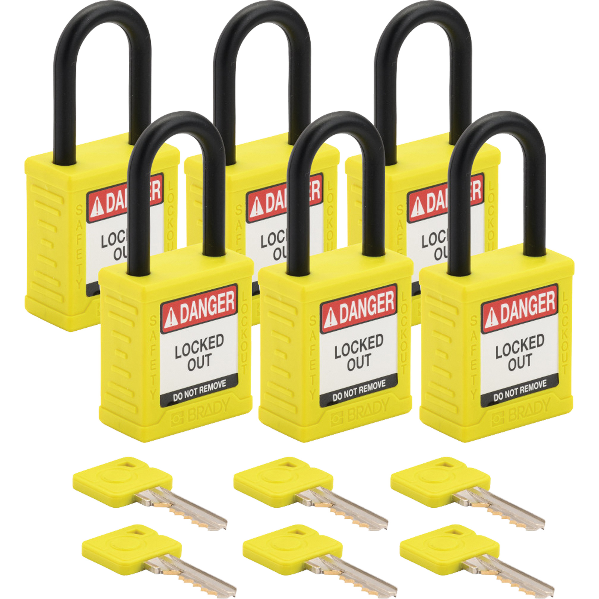 Cadenas de sécurité standard, Cadenas de sécurité, Clés différentes, Nylon, Largeur de 1-1/2"