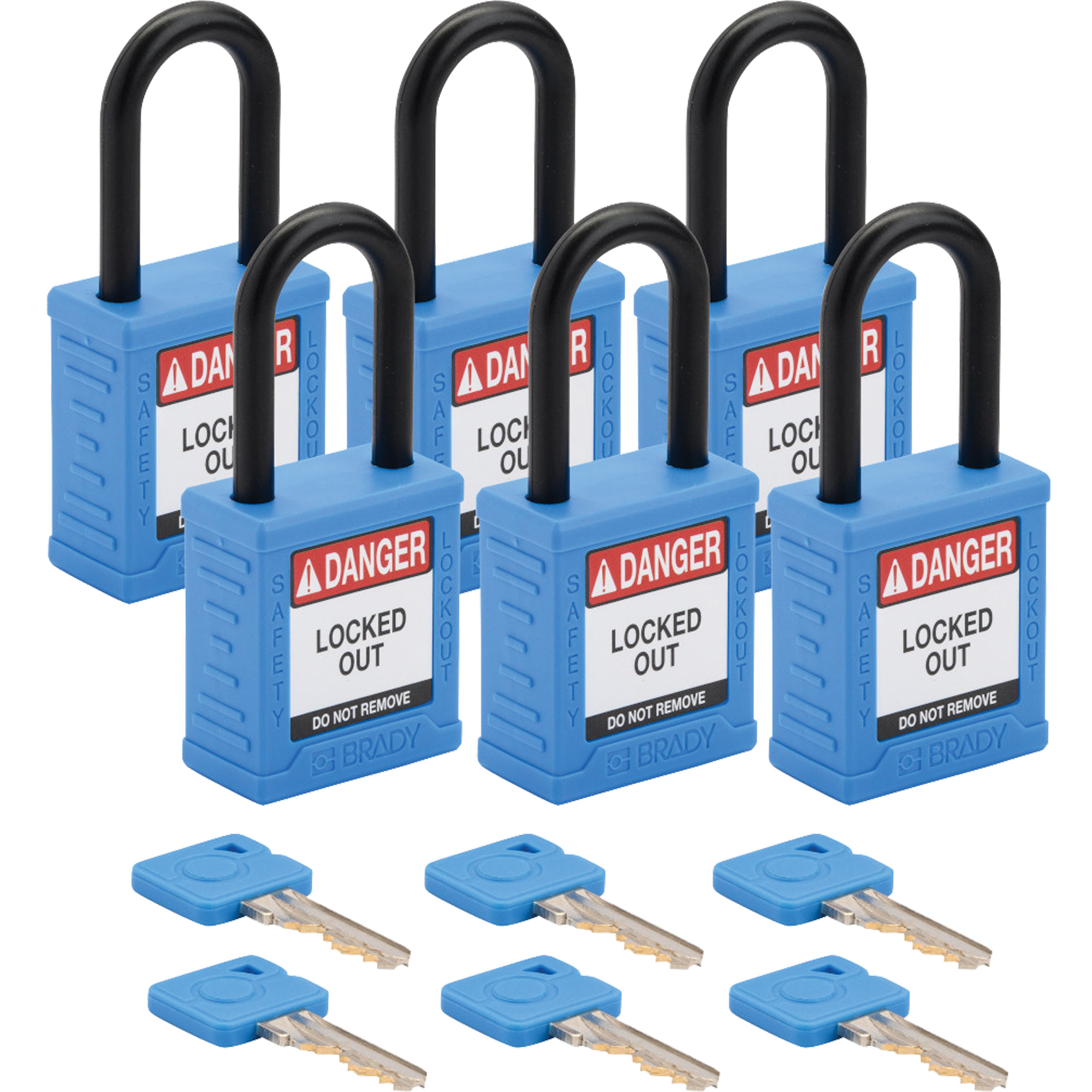 Cadenas de sécurité standard, Cadenas de sécurité, Clés différentes, Nylon, Largeur de 1-1/2"