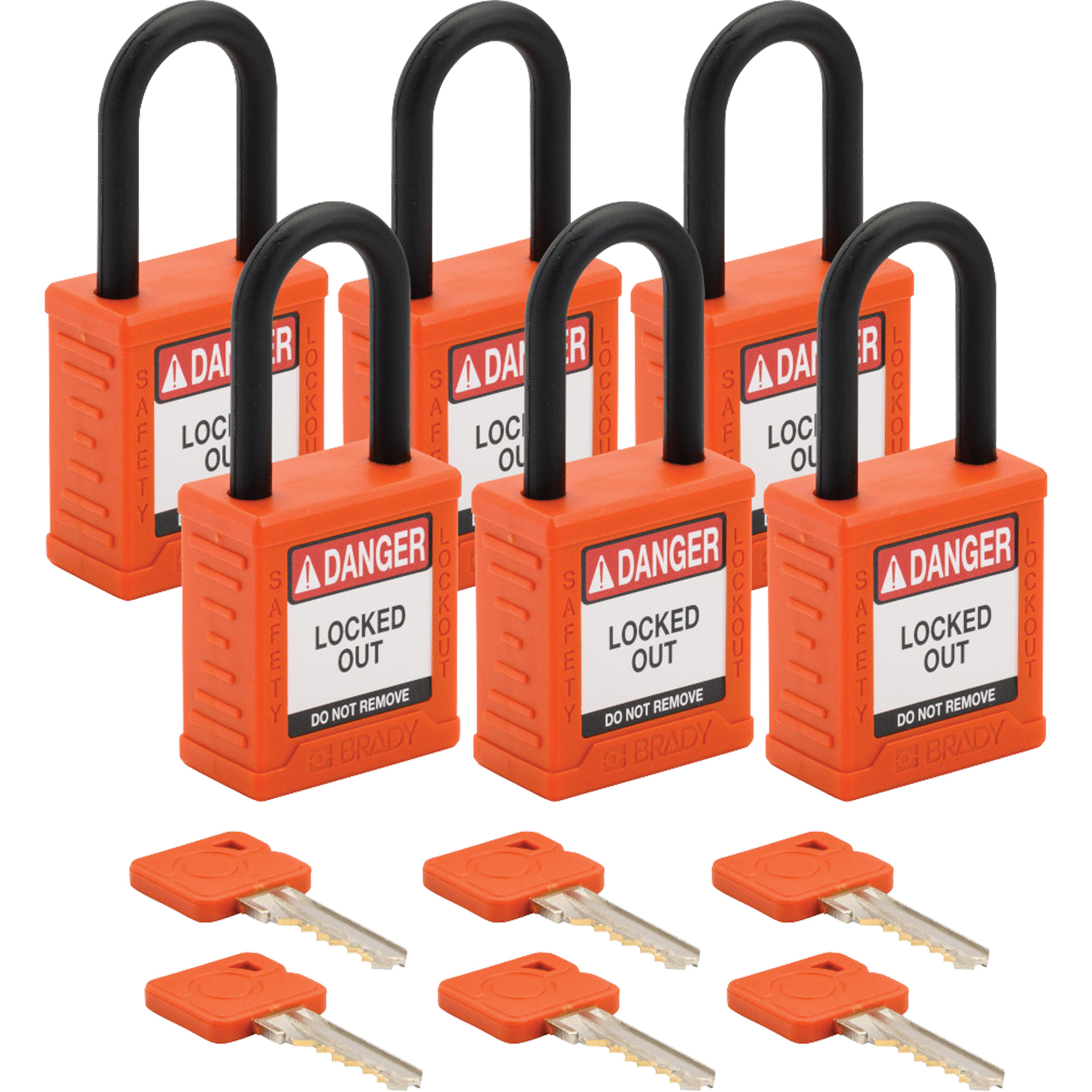 Cadenas de sécurité standard, Cadenas de sécurité, Clés différentes, Nylon, Largeur de 1-1/2"