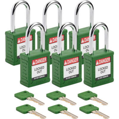 Cadenas de sécurité standard, Cadenas de sécurité, Clés différentes, Nylon, Largeur de 1-1/2"