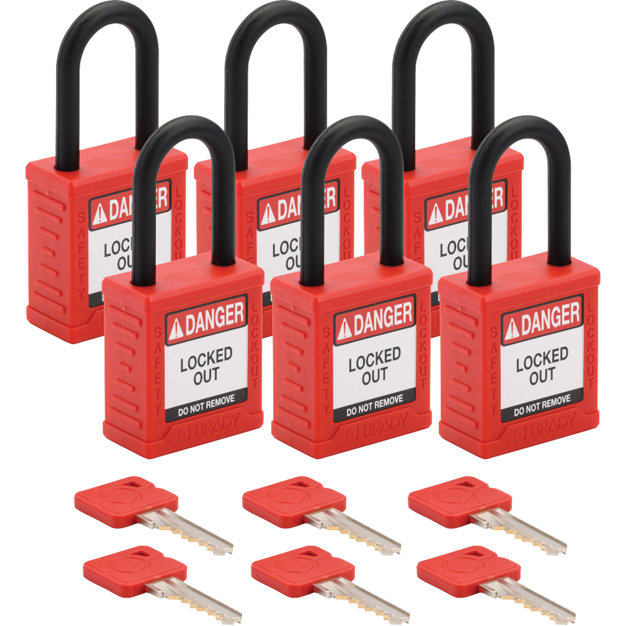 Cadenas de sécurité standard, Cadenas de sécurité, Clés différentes, Nylon, Largeur de 1-1/2"