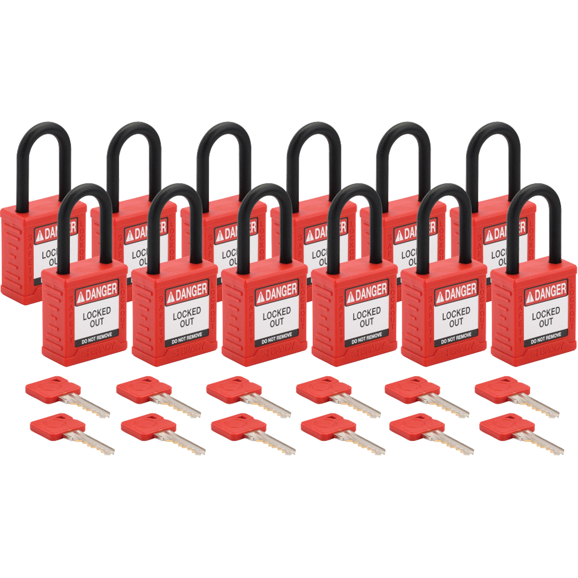 Cadenas de sécurité standard, Cadenas de sécurité, Clés différentes, Nylon, Largeur de 1-1/2"